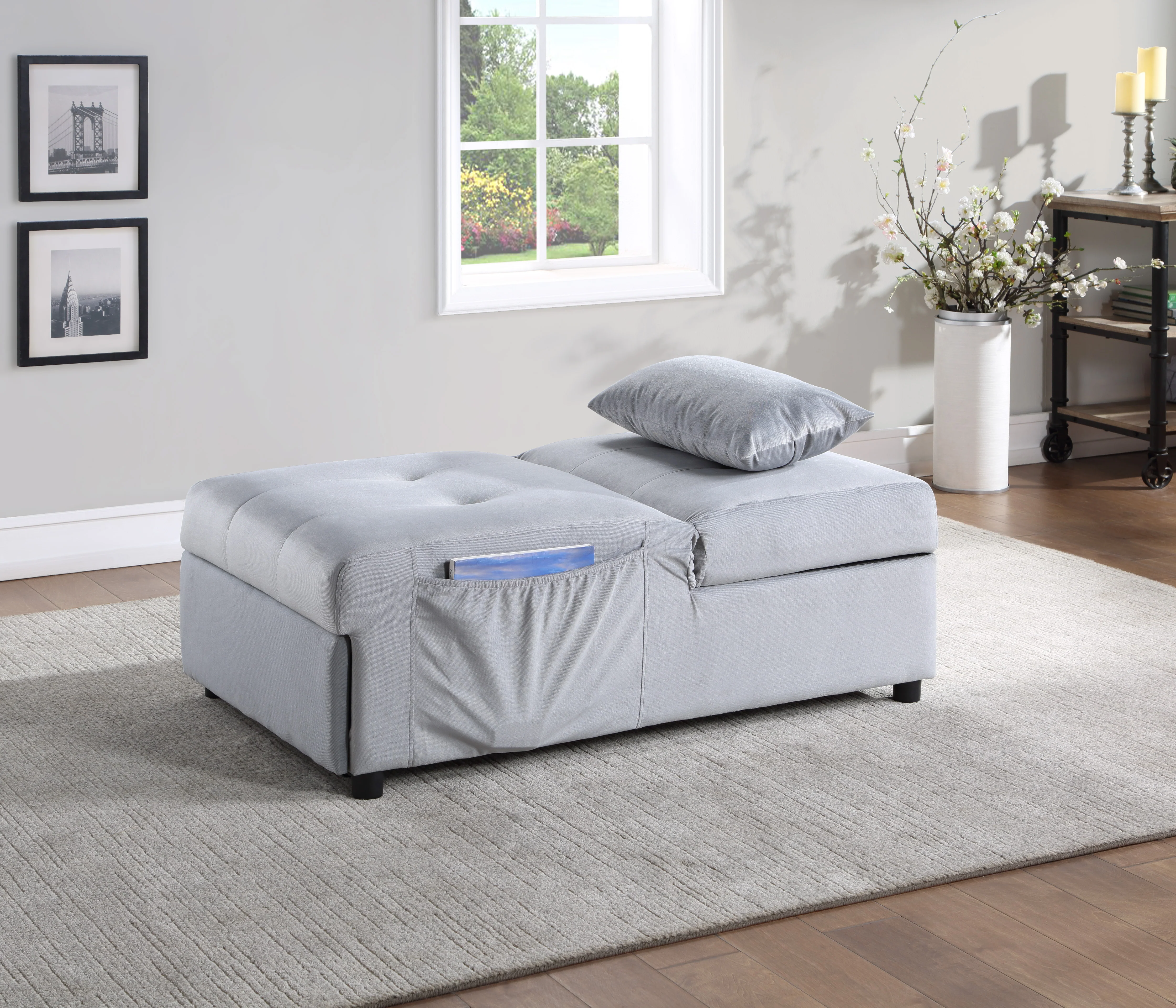 4615-F3 - Lift Top Storage Bench with Pull-out Bed - Image 4