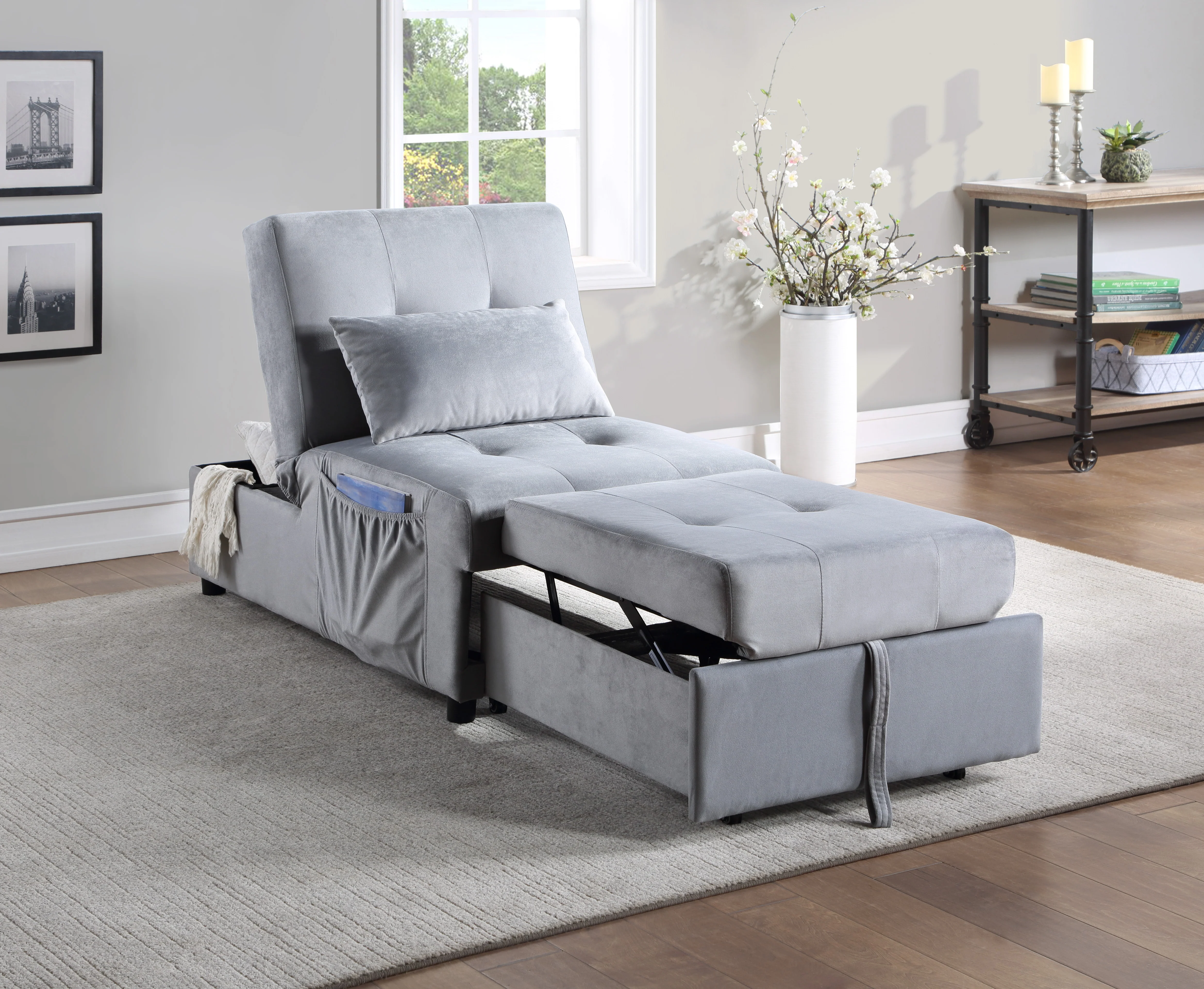 4615-F3 - Lift Top Storage Bench with Pull-out Bed - Image 5