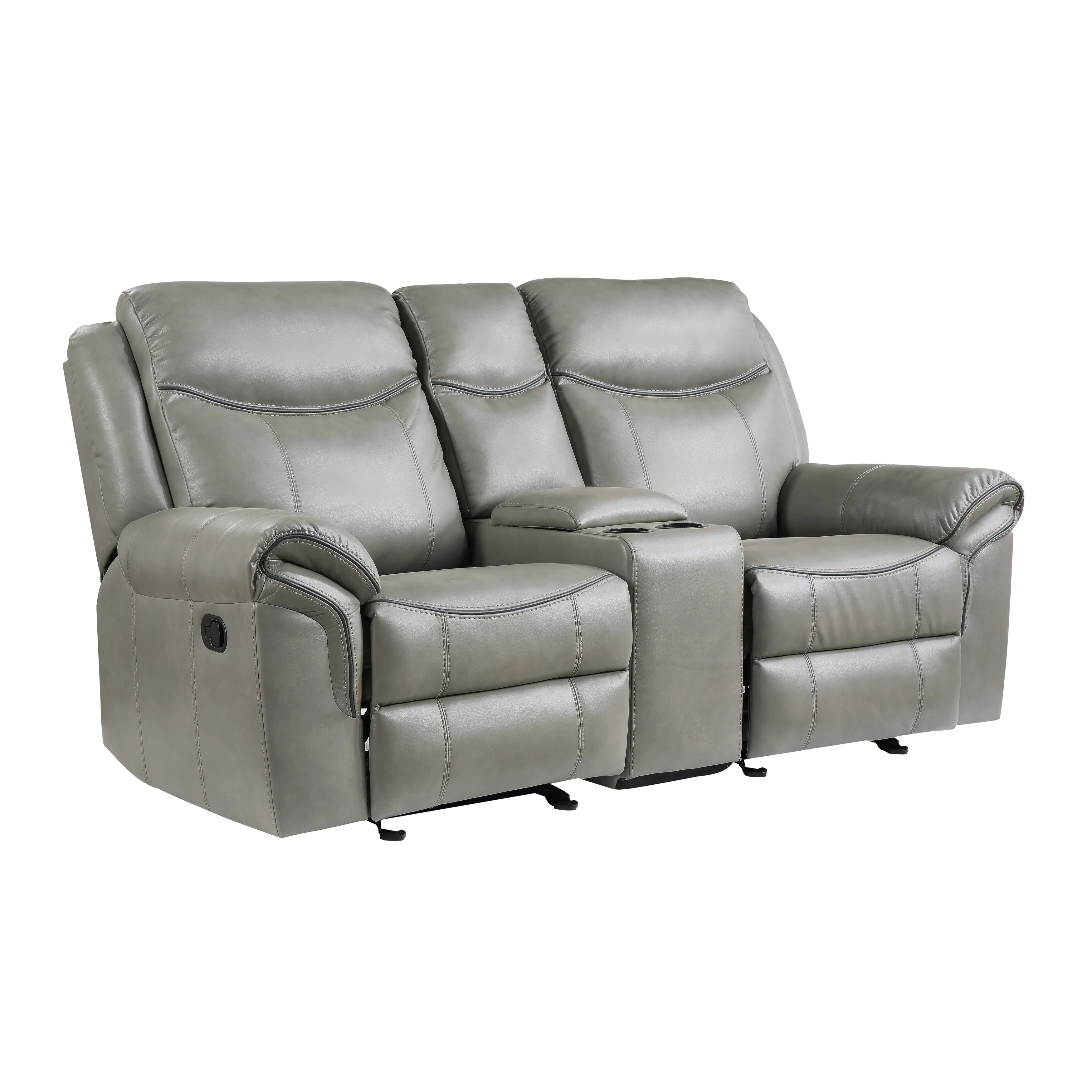 8206GRY-2 - Double Glider Reclining Love Seat with Center Console, Receptacles and USB Ports - Image 3