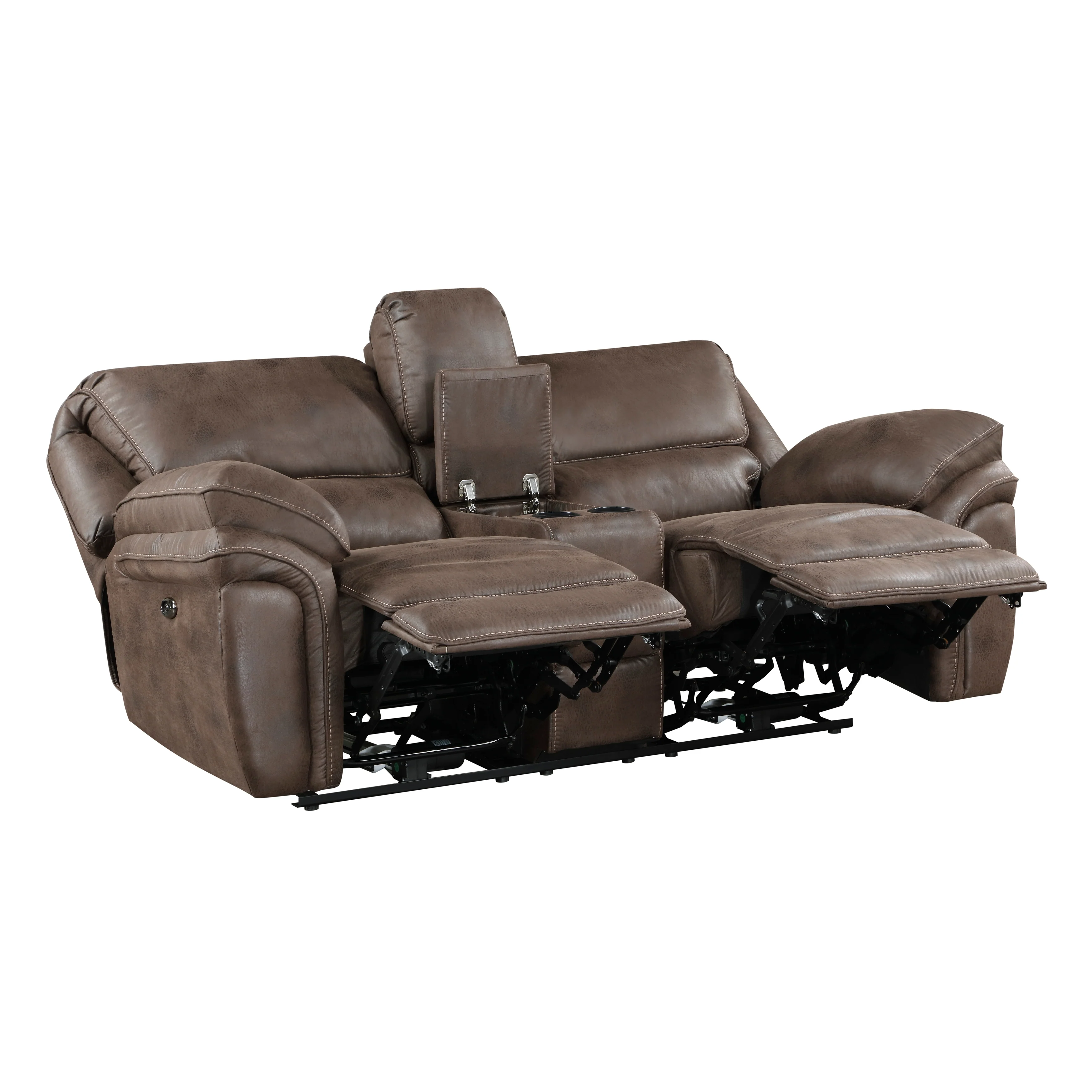 8517BRW-2PW - Power Double Reclining Love Seat with Center Console - Image 4