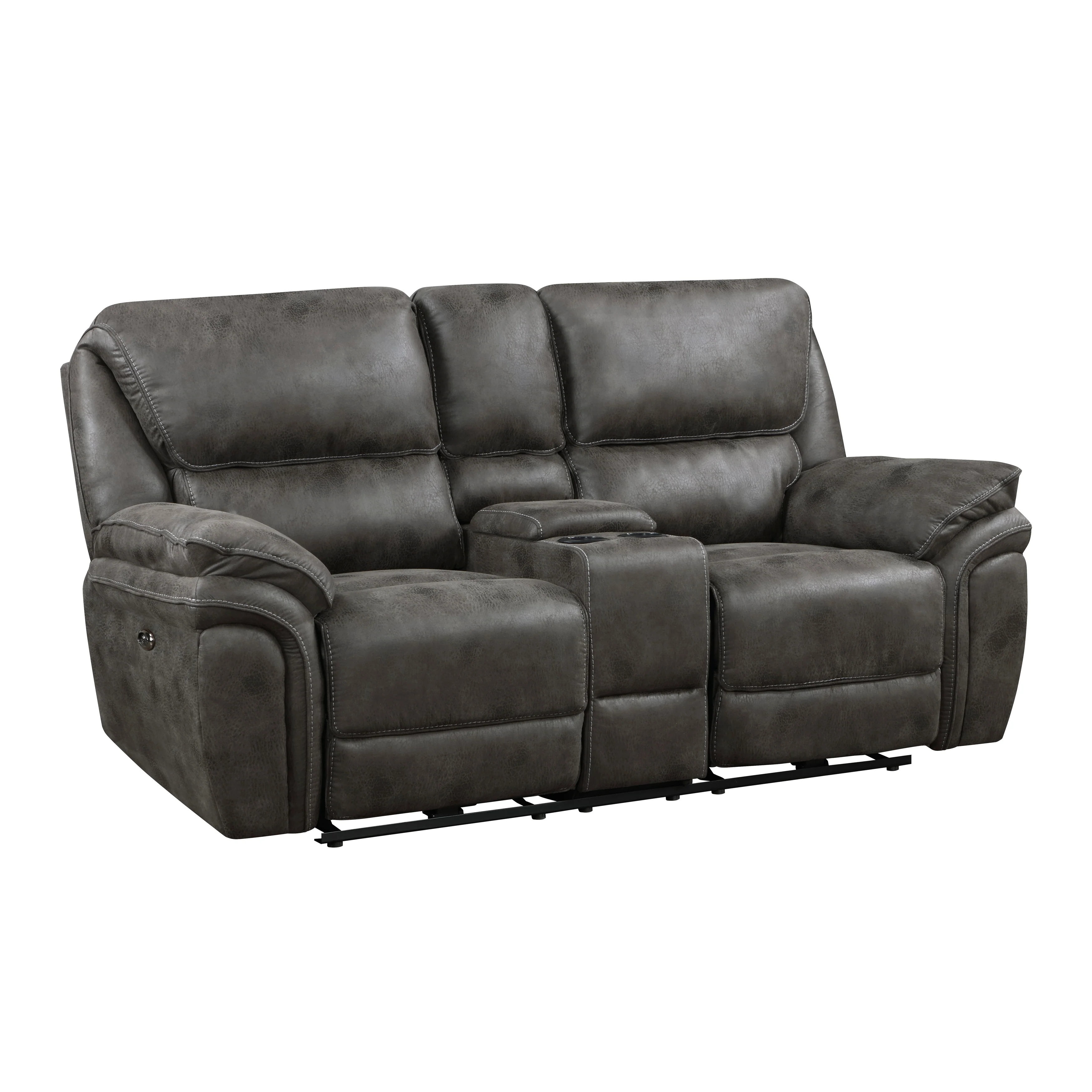 8517GRY-2PW - Power Double Reclining Love Seat with Center Console - Image 2