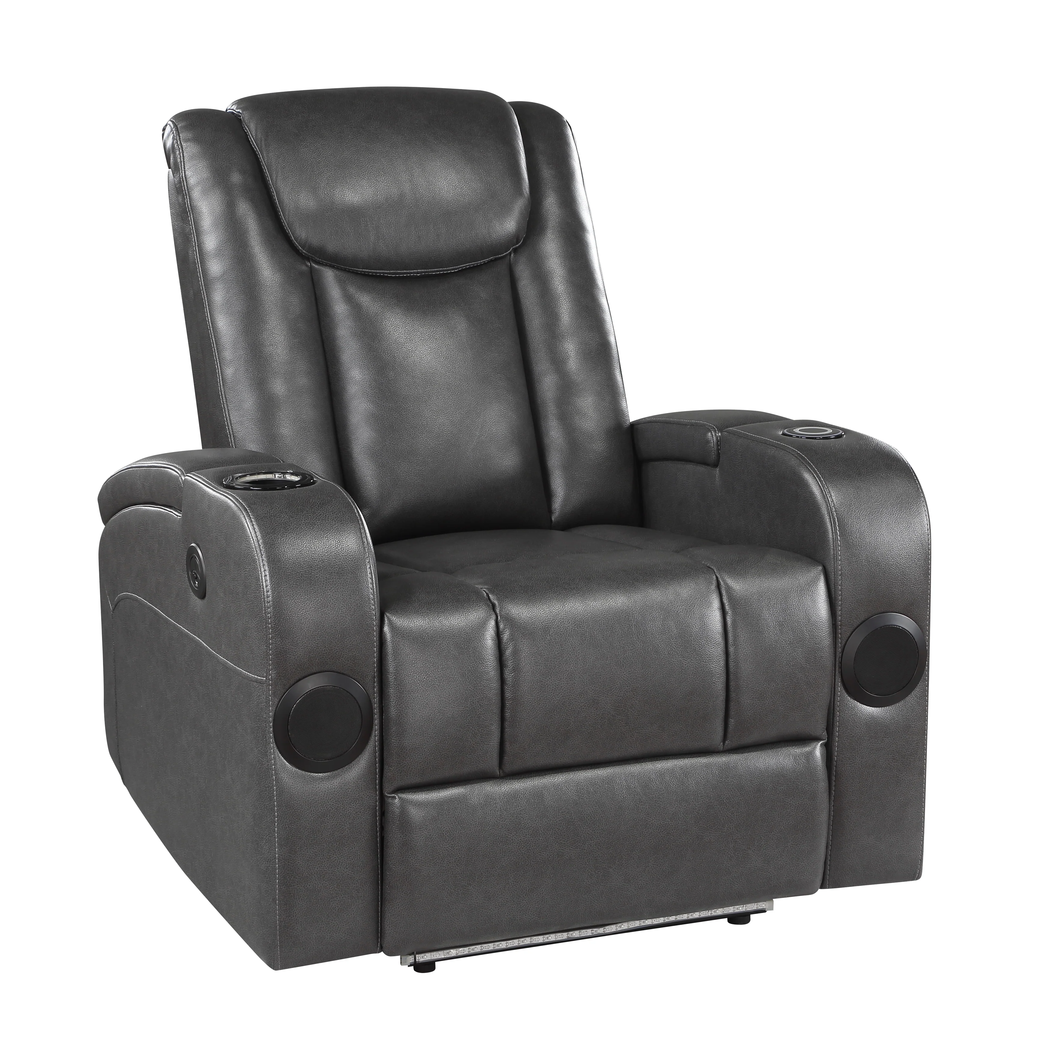 8522GRY-1PW - Power Reclining Chair with Wireless Charger, Cooling Cup-Holder, Storage Arms, Speakers, LED Light and USB port - Image 2