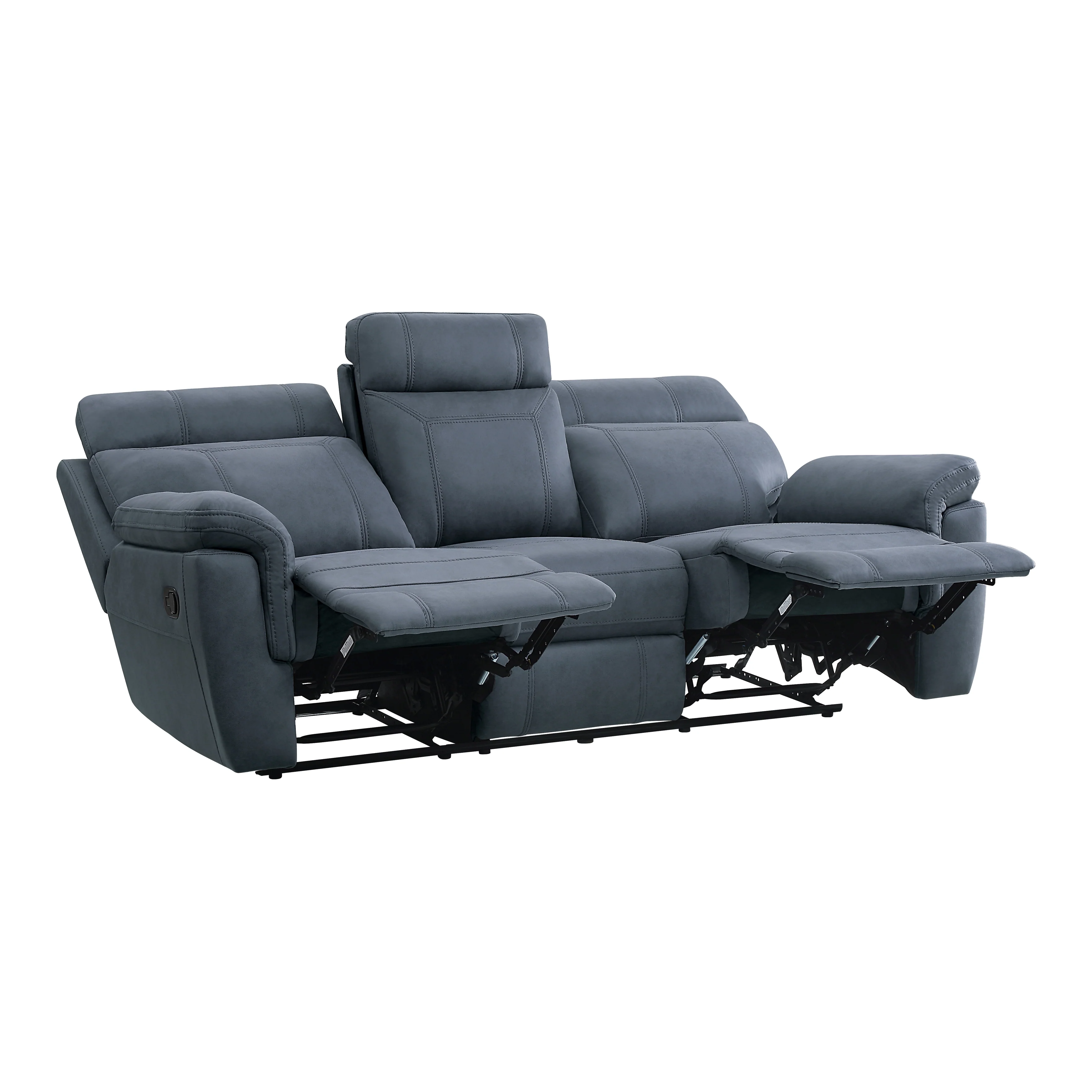 9301BUE-3 - Double Reclining Sofa with Center Drop-Down Cup Holders - Image 4