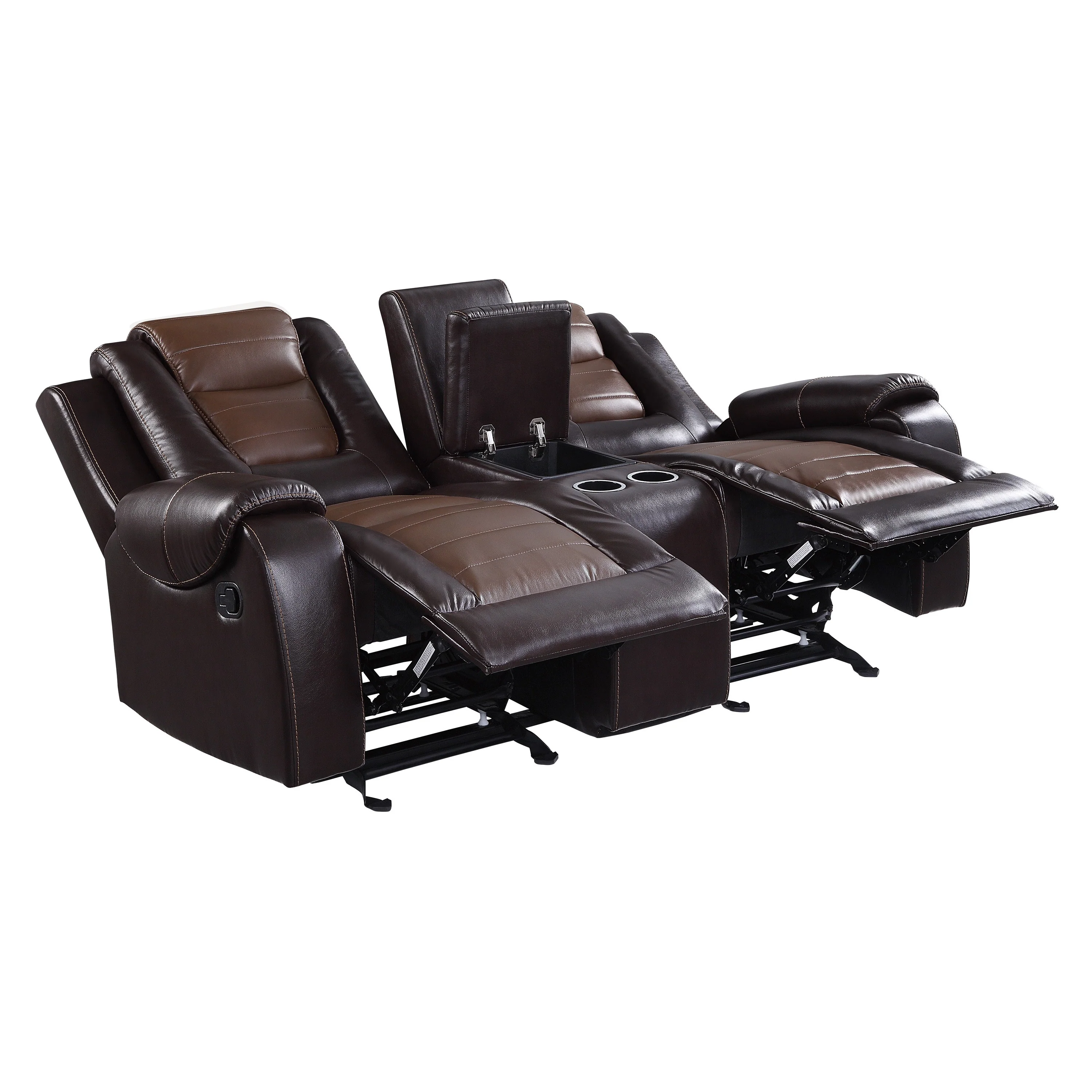 9470BR-2 - Double Glider Reclining Love Seat with Center Console - Image 3