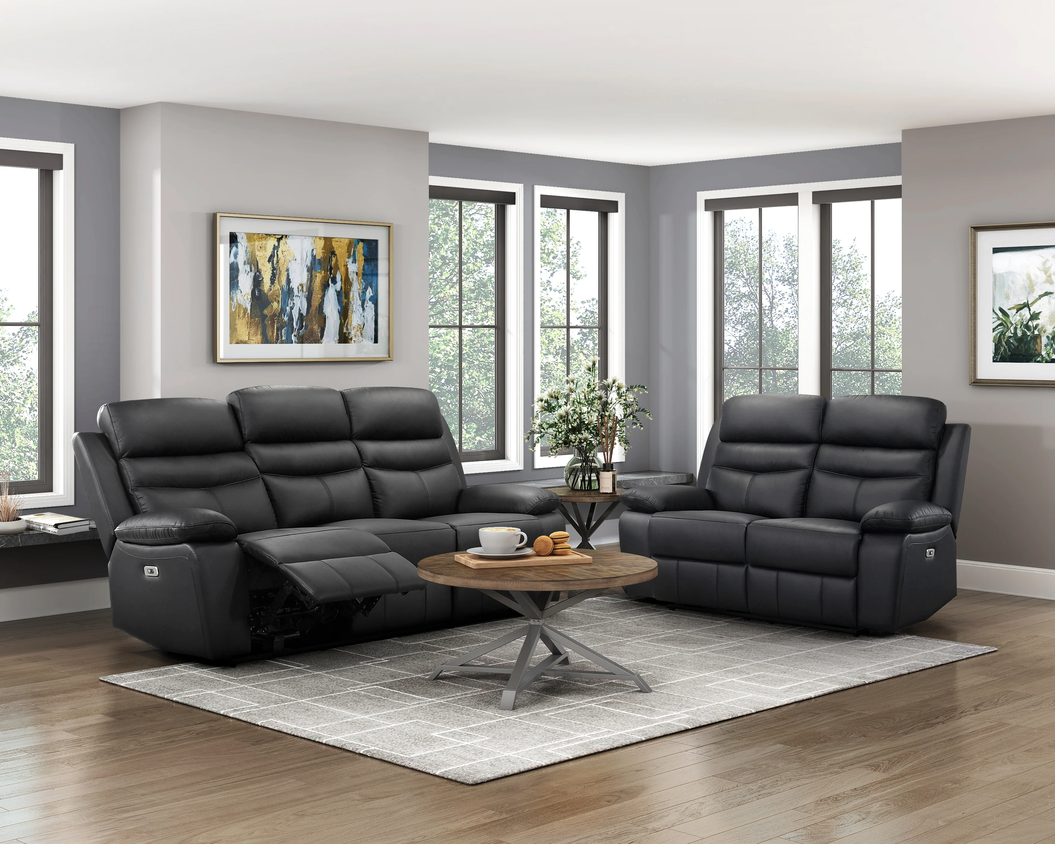 9628BLK-2PW - Power Double Reclining Love Seat - Image 2
