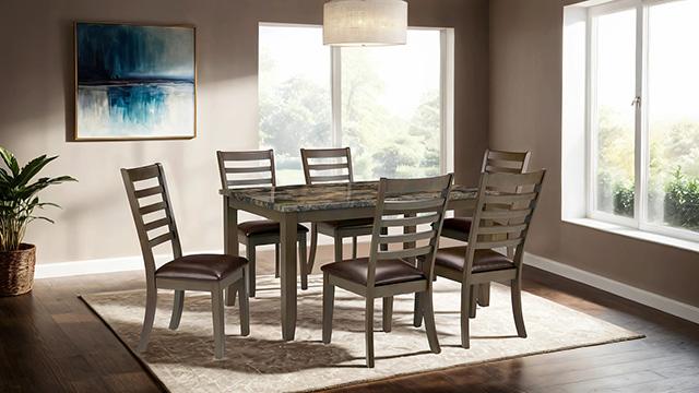 Adia 7 Pc Dinning Table Set Grey & Brown - Image 7