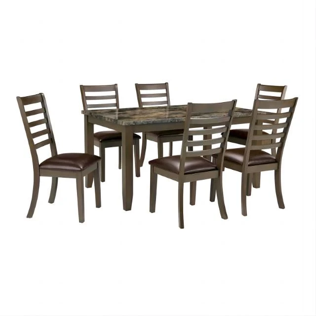 Adia 7 Pc Dinning Table Set Grey & Brown - Image 8