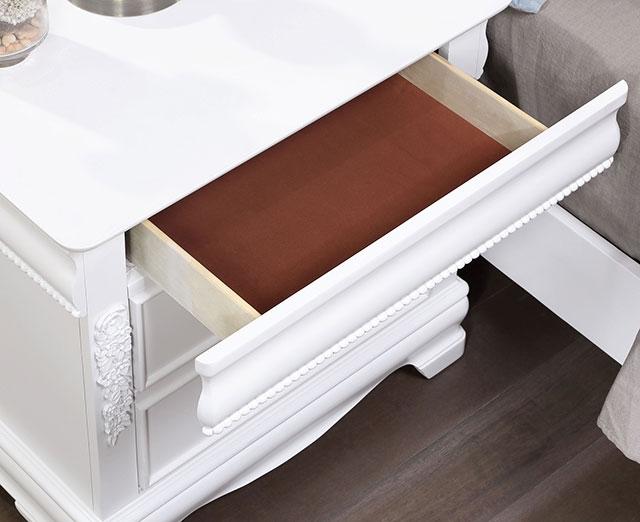 ALECIA Night Stand w/ USB, White - Image 2