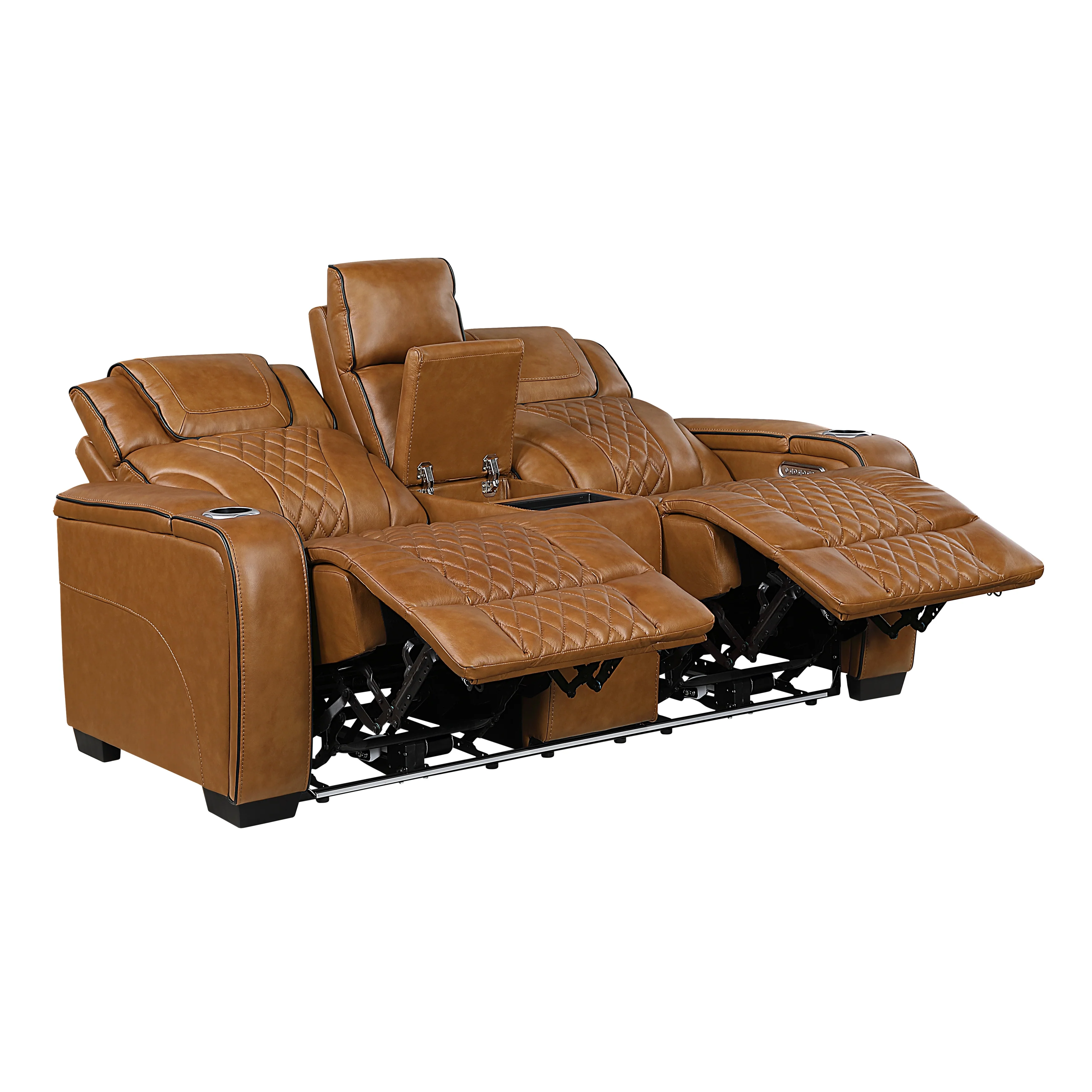 Apex Power Double Reclining Love Seat With Center Console, Power Headrests, Storage Arms With Cup Holders, Wireless Charger, Air Massage And Heat, LED Lighting And Charging Ports - Image 10