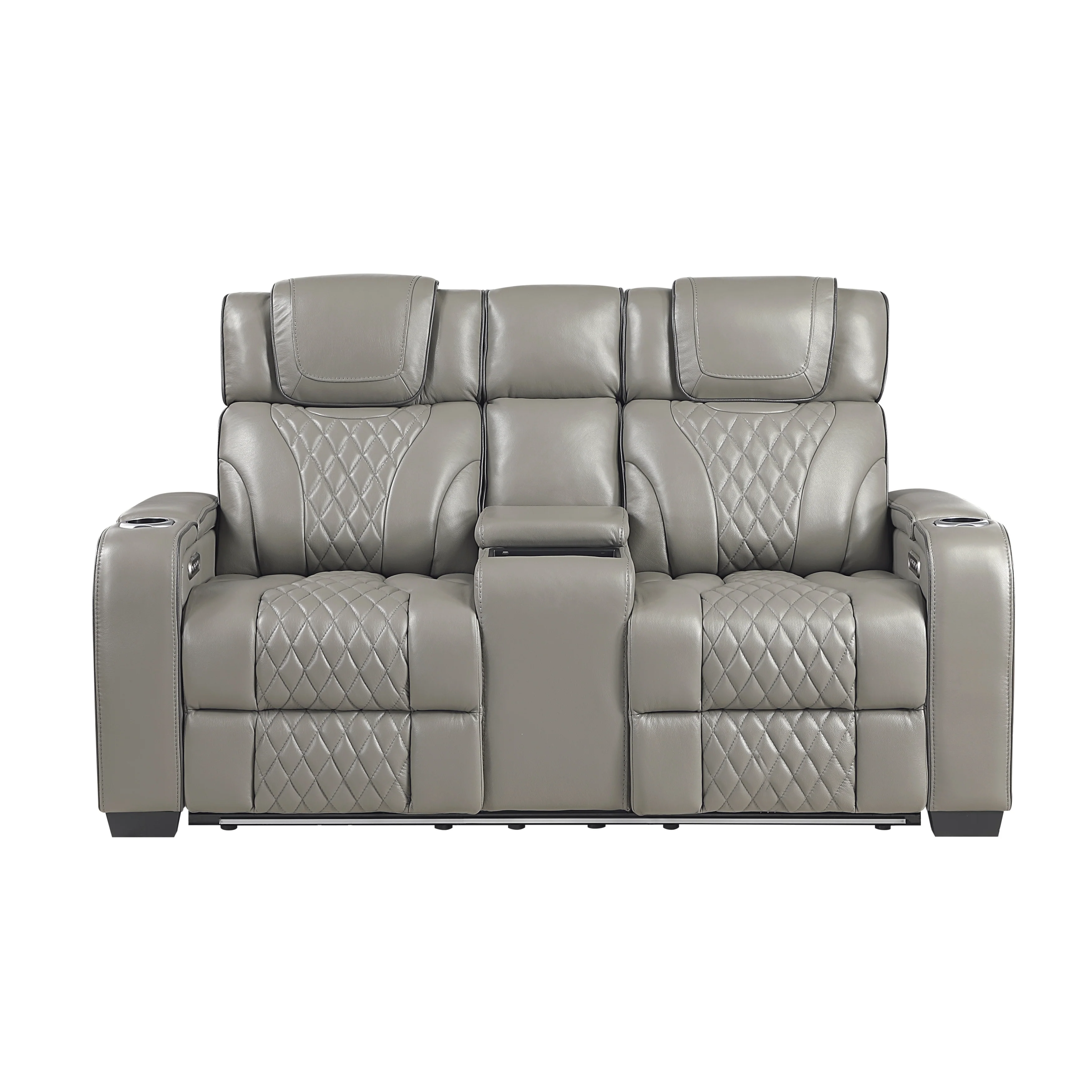 Apex Power Double Reclining Love Seat With Center Console, Power Headrests, Storage Arms With Cup Holders, Wireless Charger, Air Massage And Heat, LED Lighting And Charging Ports - Image 16