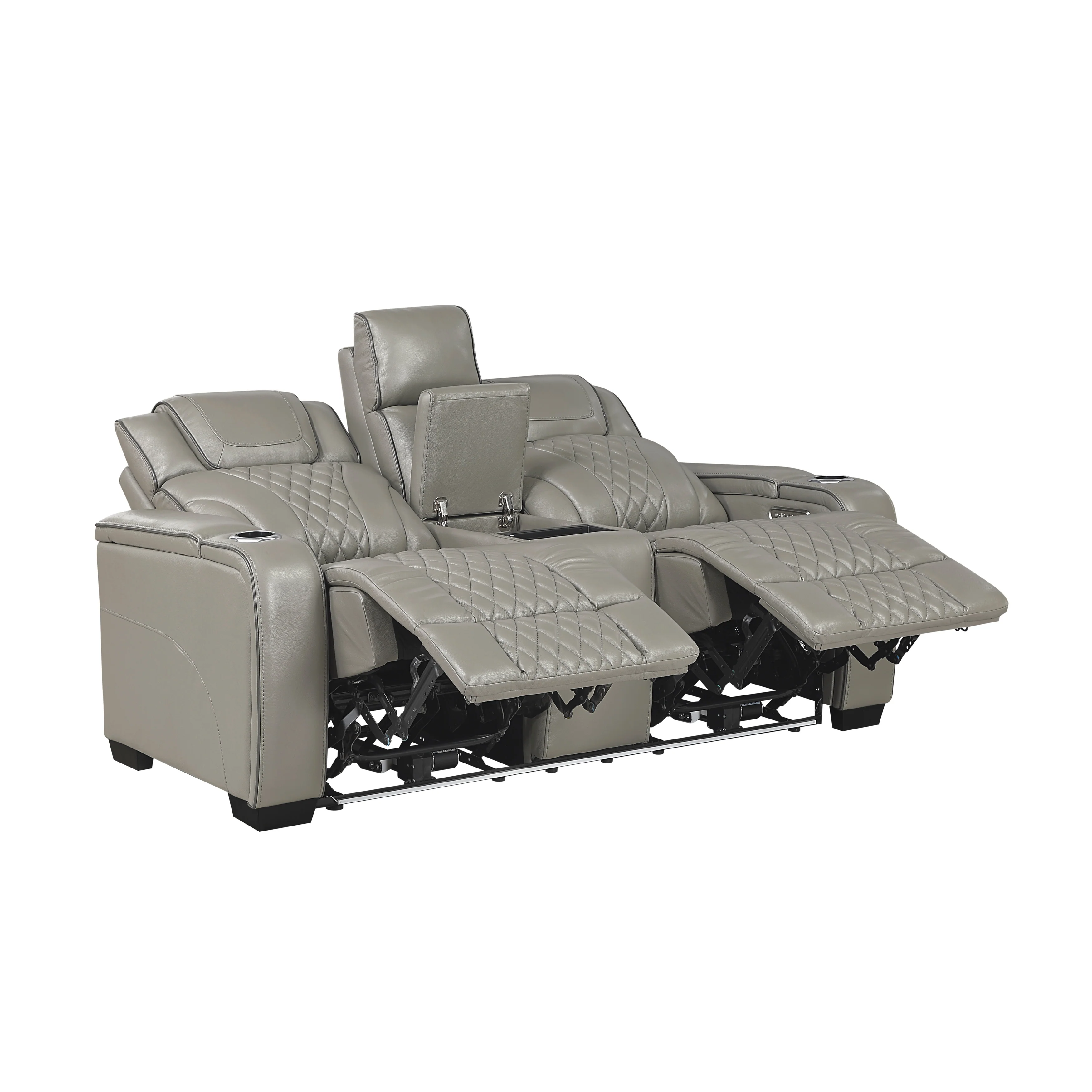 Apex Power Double Reclining Love Seat With Center Console, Power Headrests, Storage Arms With Cup Holders, Wireless Charger, Air Massage And Heat, LED Lighting And Charging Ports - Image 20