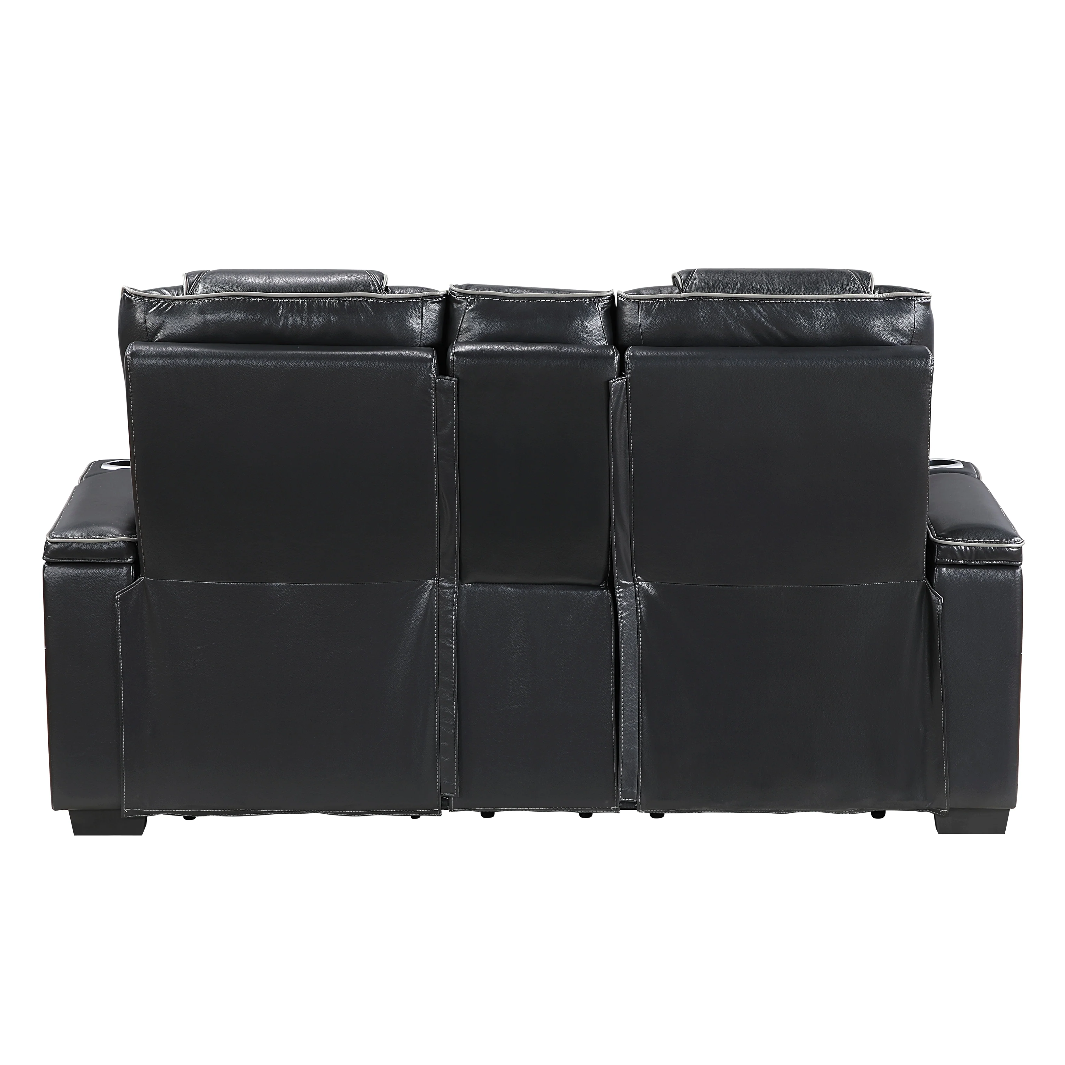 Apex Power Double Reclining Love Seat With Center Console, Power Headrests, Storage Arms With Cup Holders, Wireless Charger, Air Massage And Heat, LED Lighting And Charging Ports - Image 4