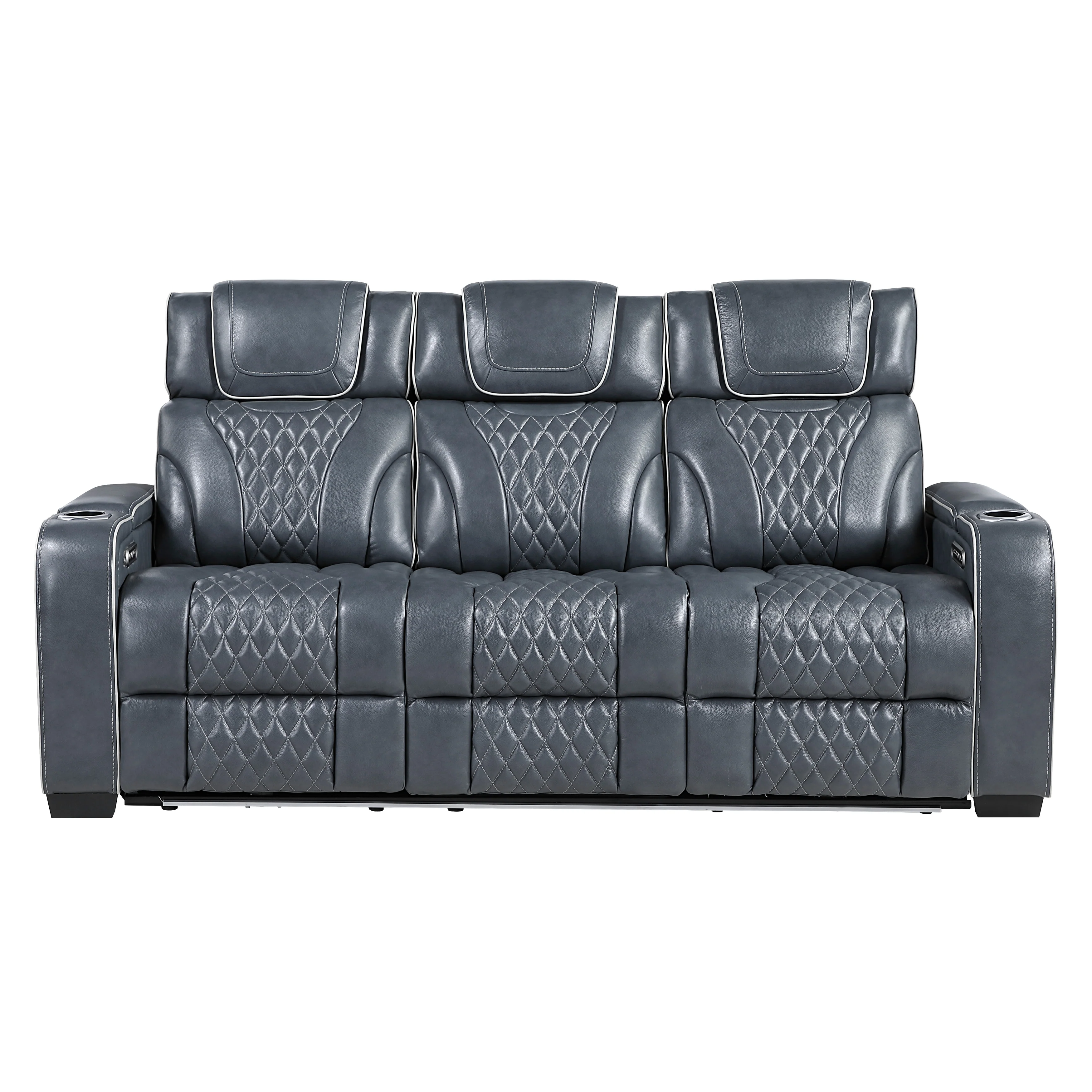 Apex Power Double Reclining Sofa With Center Drop-down Cup Holders, Power Headrests, Storage Arms With Cup Holders, Reading Lights, Wireless Charger, Air Massage And Heat, LED Lighting And Charging Ports - Image 11