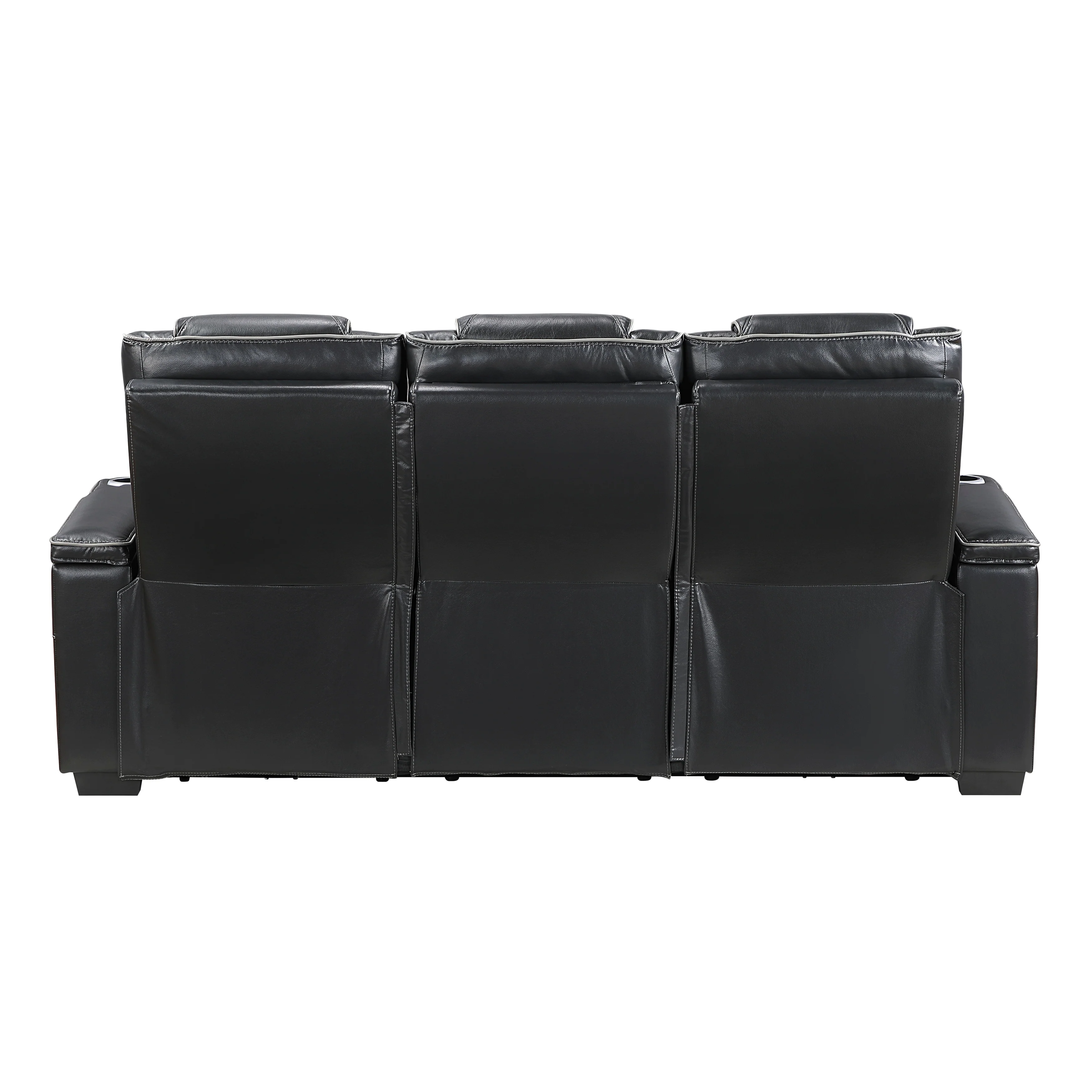Apex Power Double Reclining Sofa With Center Drop-down Cup Holders, Power Headrests, Storage Arms With Cup Holders, Reading Lights, Wireless Charger, Air Massage And Heat, LED Lighting And Charging Ports - Image 4