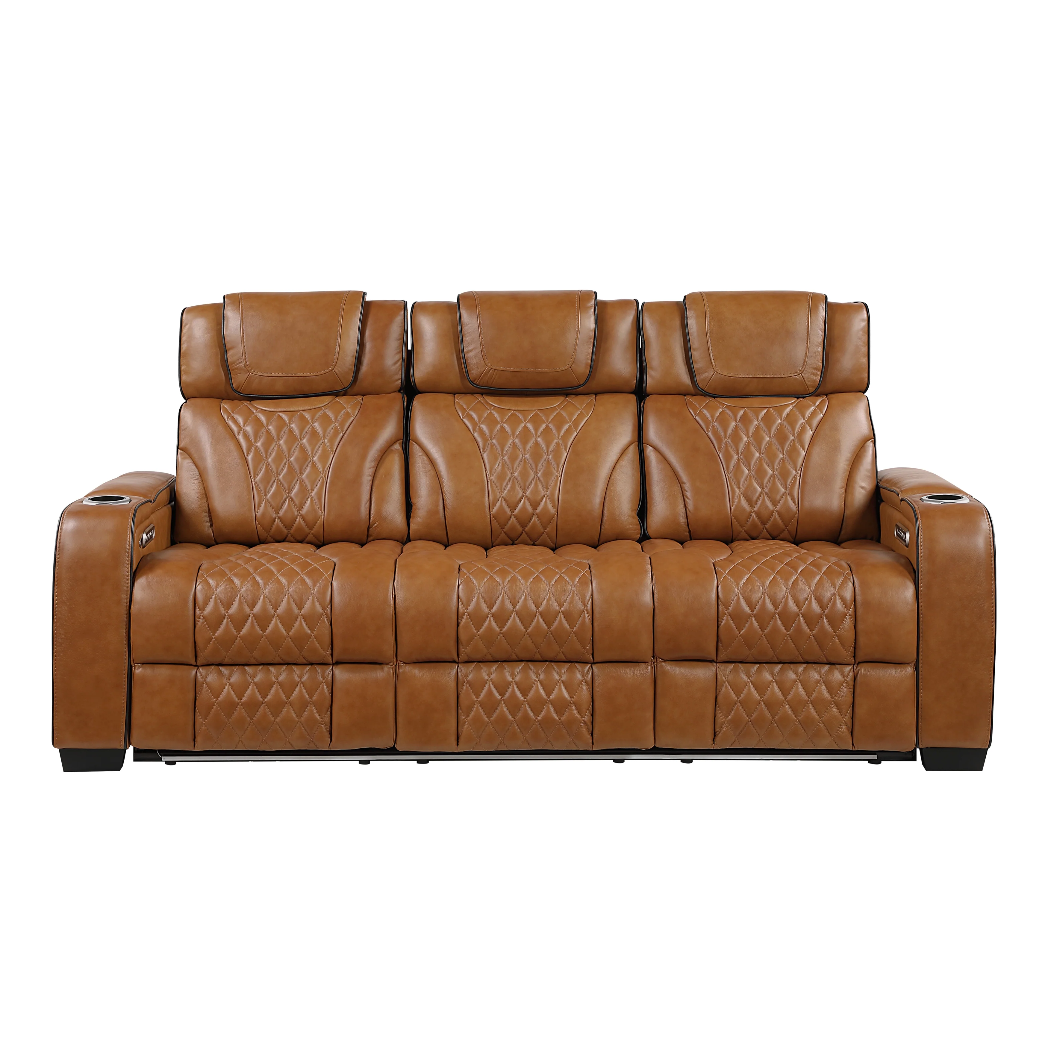 Apex Power Double Reclining Sofa With Center Drop-down Cup Holders, Power Headrests, Storage Arms With Cup Holders, Reading Lights, Wireless Charger, Air Massage And Heat, LED Lighting And Charging Ports - Image 6