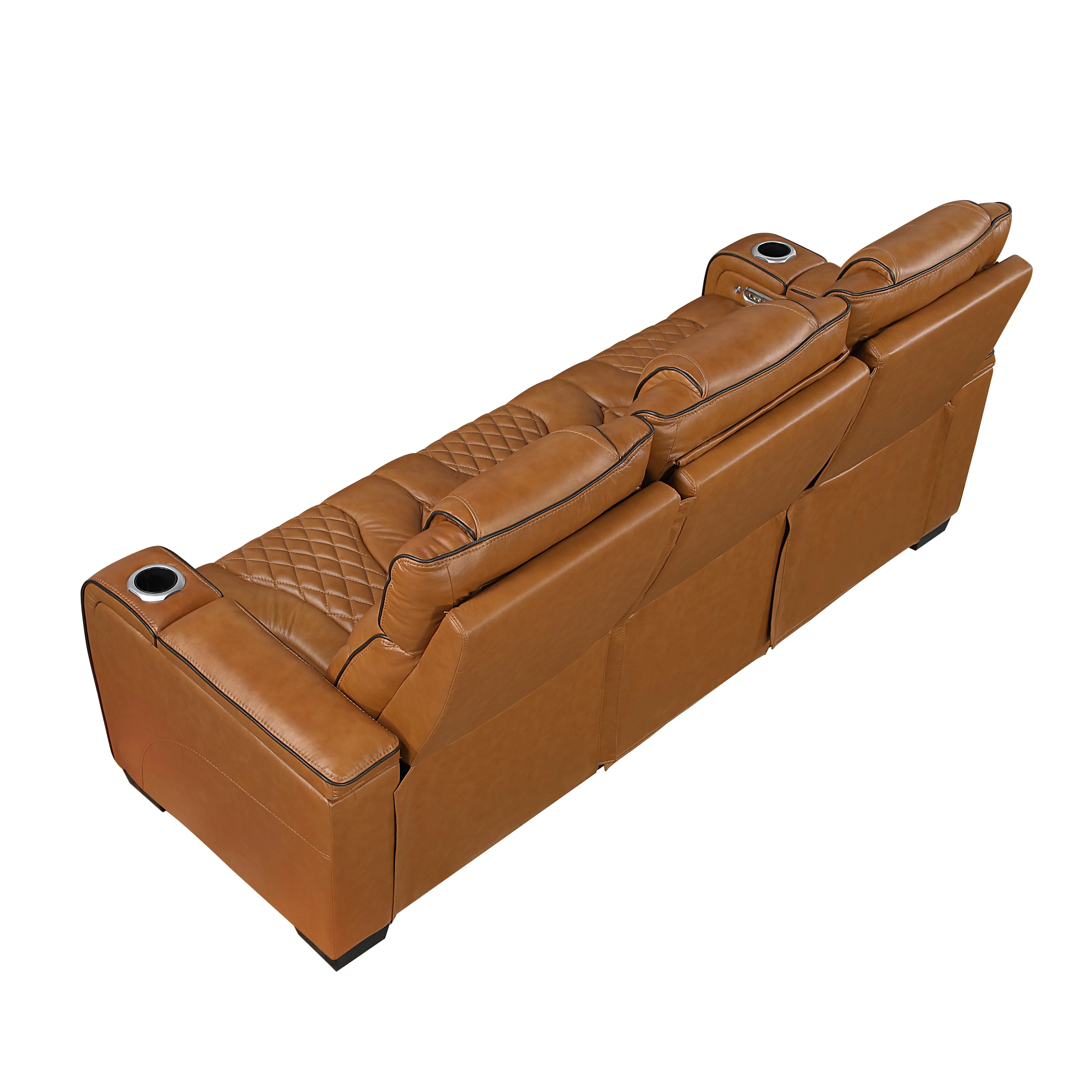 Apex Power Double Reclining Sofa With Center Drop-down Cup Holders, Power Headrests, Storage Arms With Cup Holders, Reading Lights, Wireless Charger, Air Massage And Heat, LED Lighting And Charging Ports - Image 8
