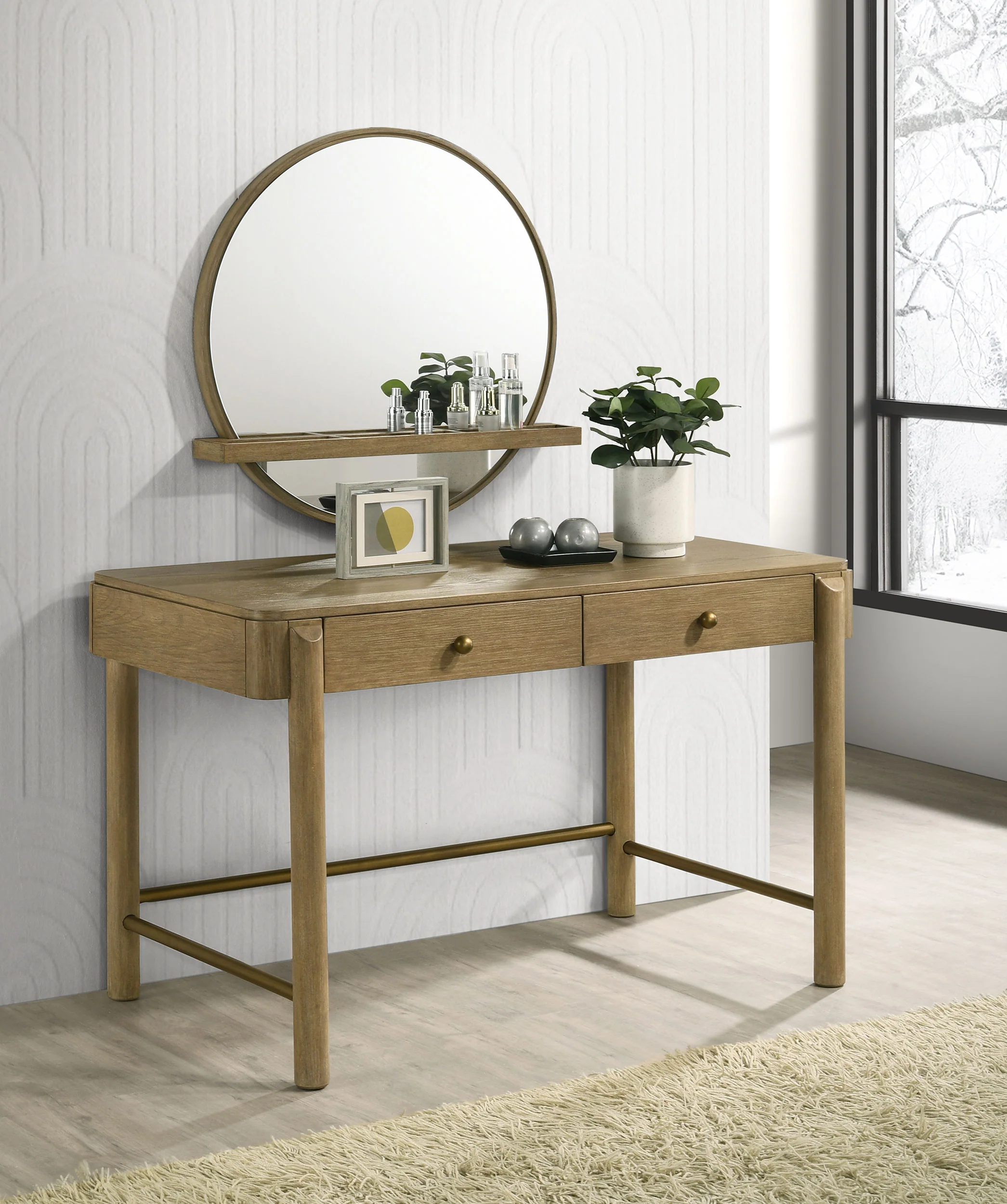 Arini Makeup Vanity Table with Wall Mirror - Image 2