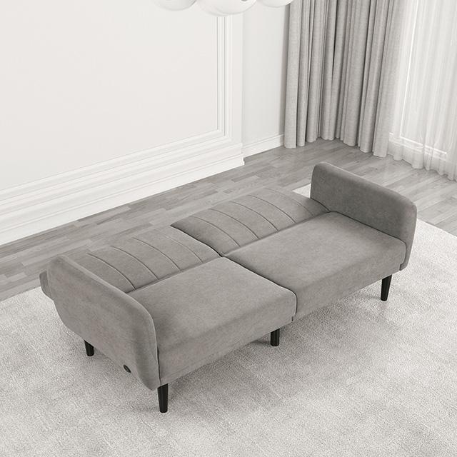 Aristide Futon Sofa Grey & Brown - Image 4