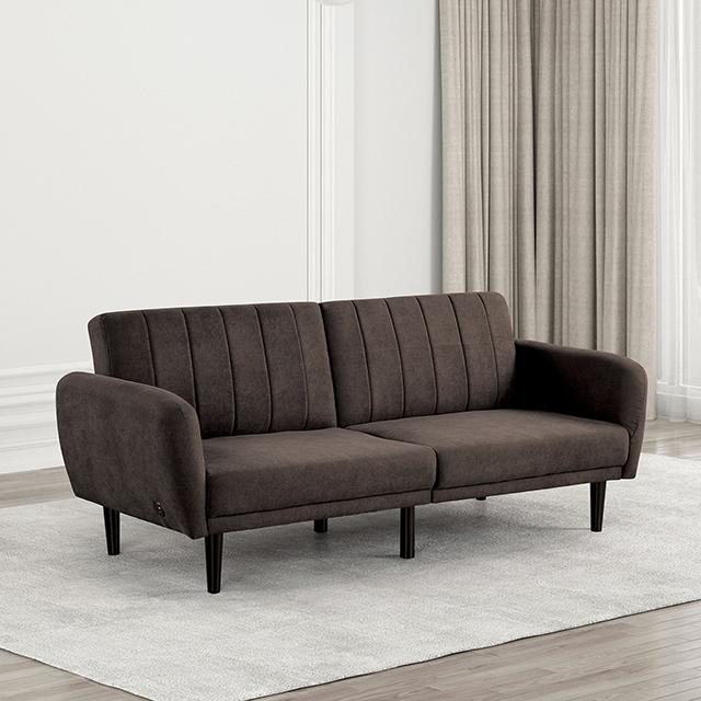 Aristide Futon Sofa Grey & Brown - Image 9