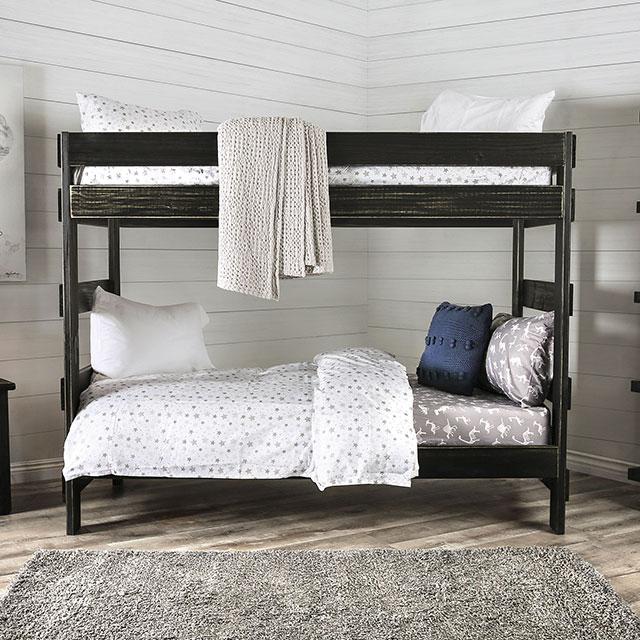 Arlette Twin/Twin Bunk Bed Brown, Black, Gray, & White - Image 15