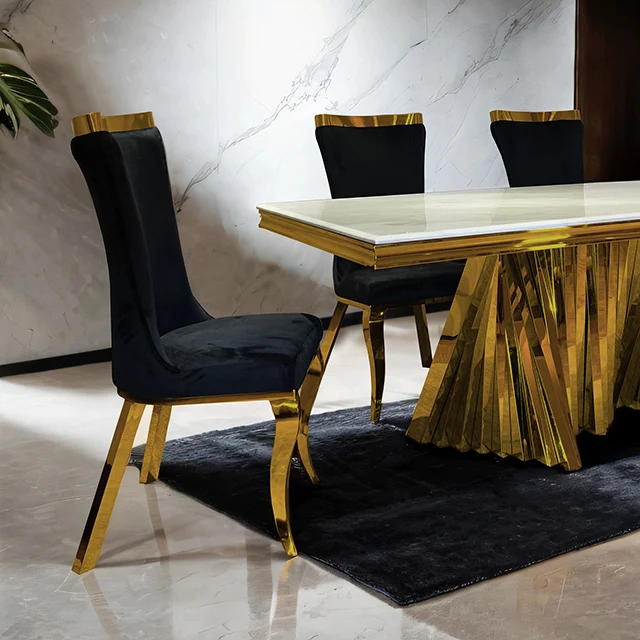 Basilicata 7 Pc Dining Set Gold & Silver - Image 2