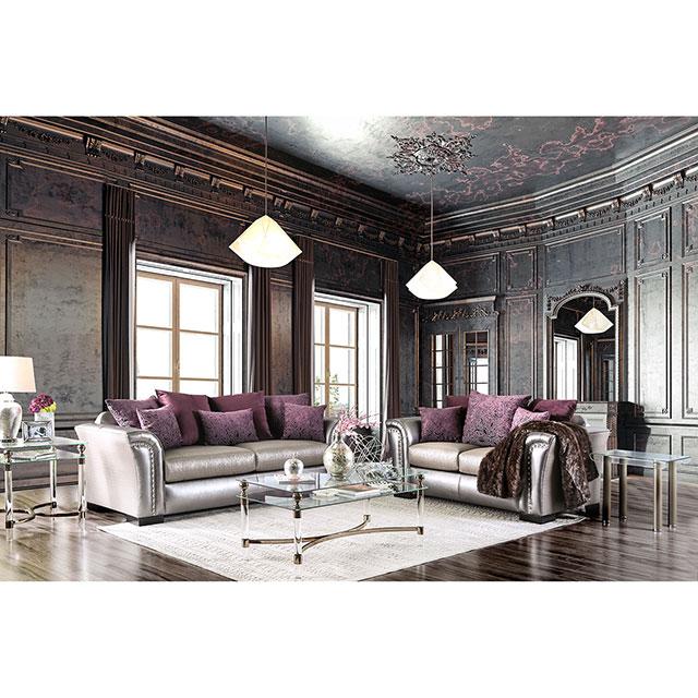 Benigno Love Seat Silver & Gray - Image 3