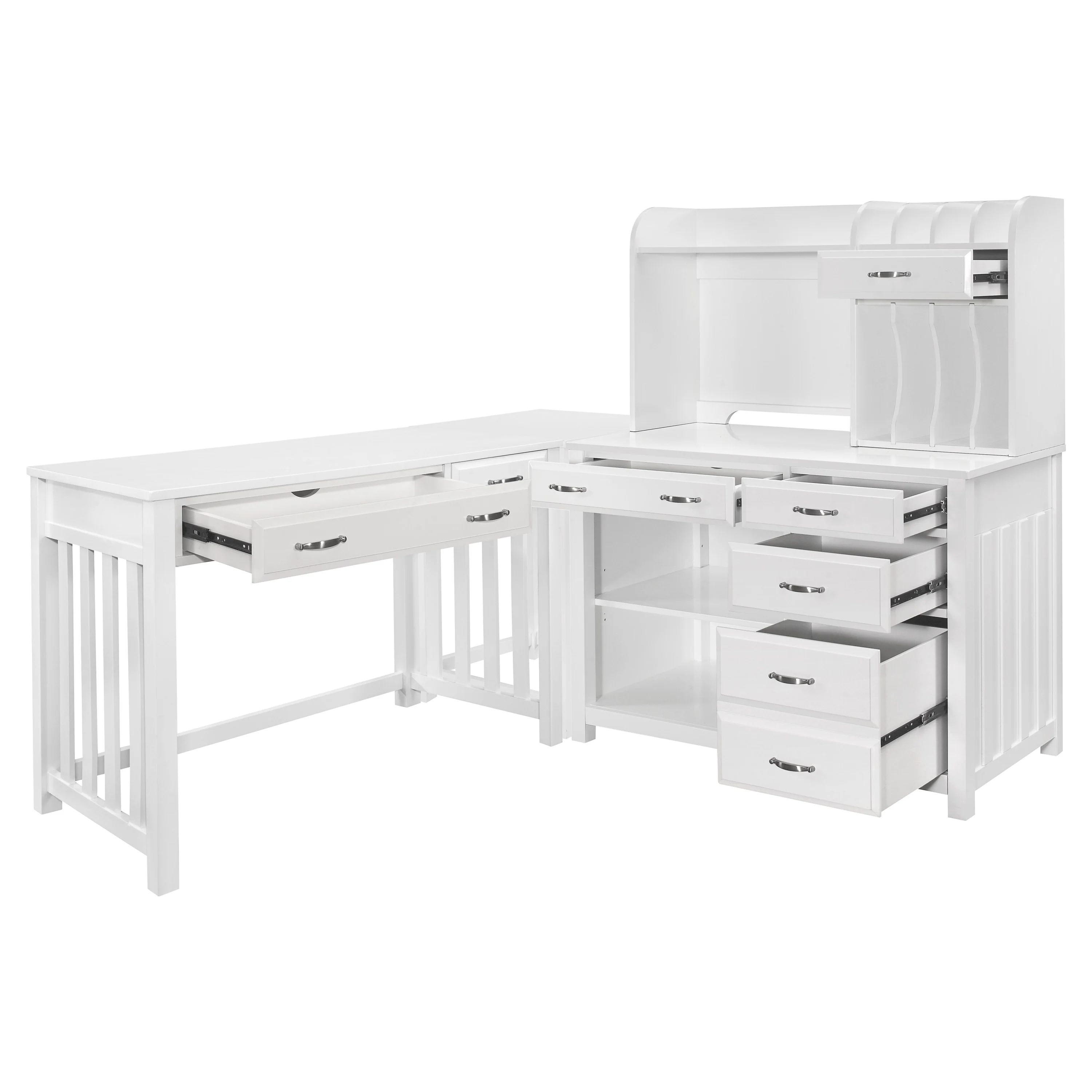 Blanche 4pc Corner Desk (desk+corner+credenza+hutch) - Image 5