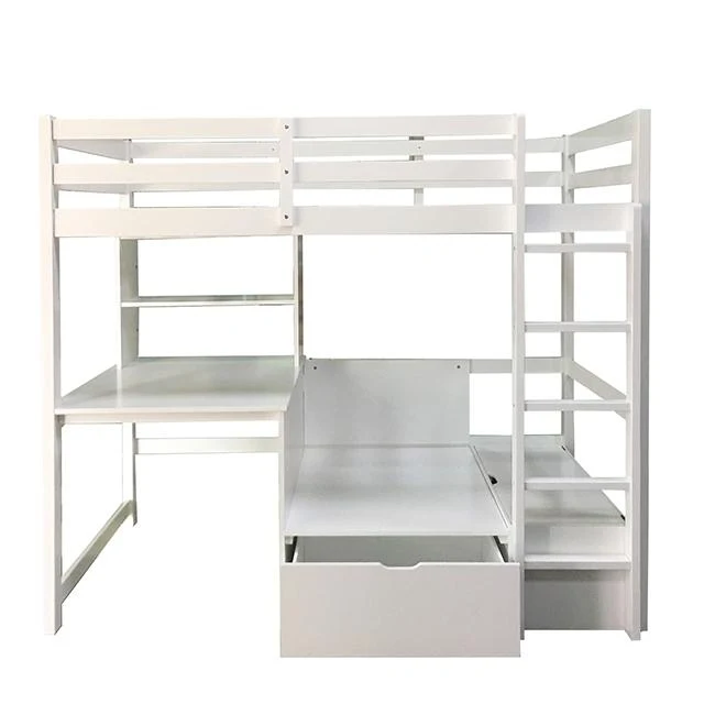 CALLISTUS Twin Workstation Loft Bed, White & Gray - Image 3
