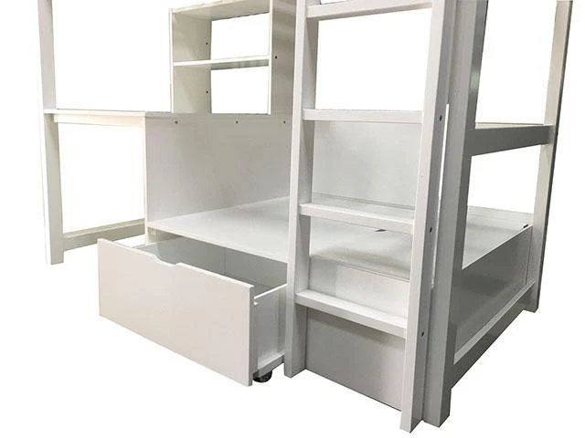 CALLISTUS Twin Workstation Loft Bed, White & Gray - Image 4