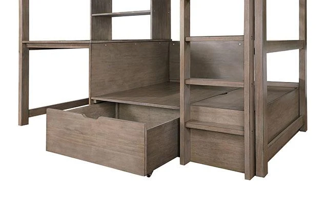 CALLISTUS Twin Workstation Loft Bed, White & Gray - Image 8