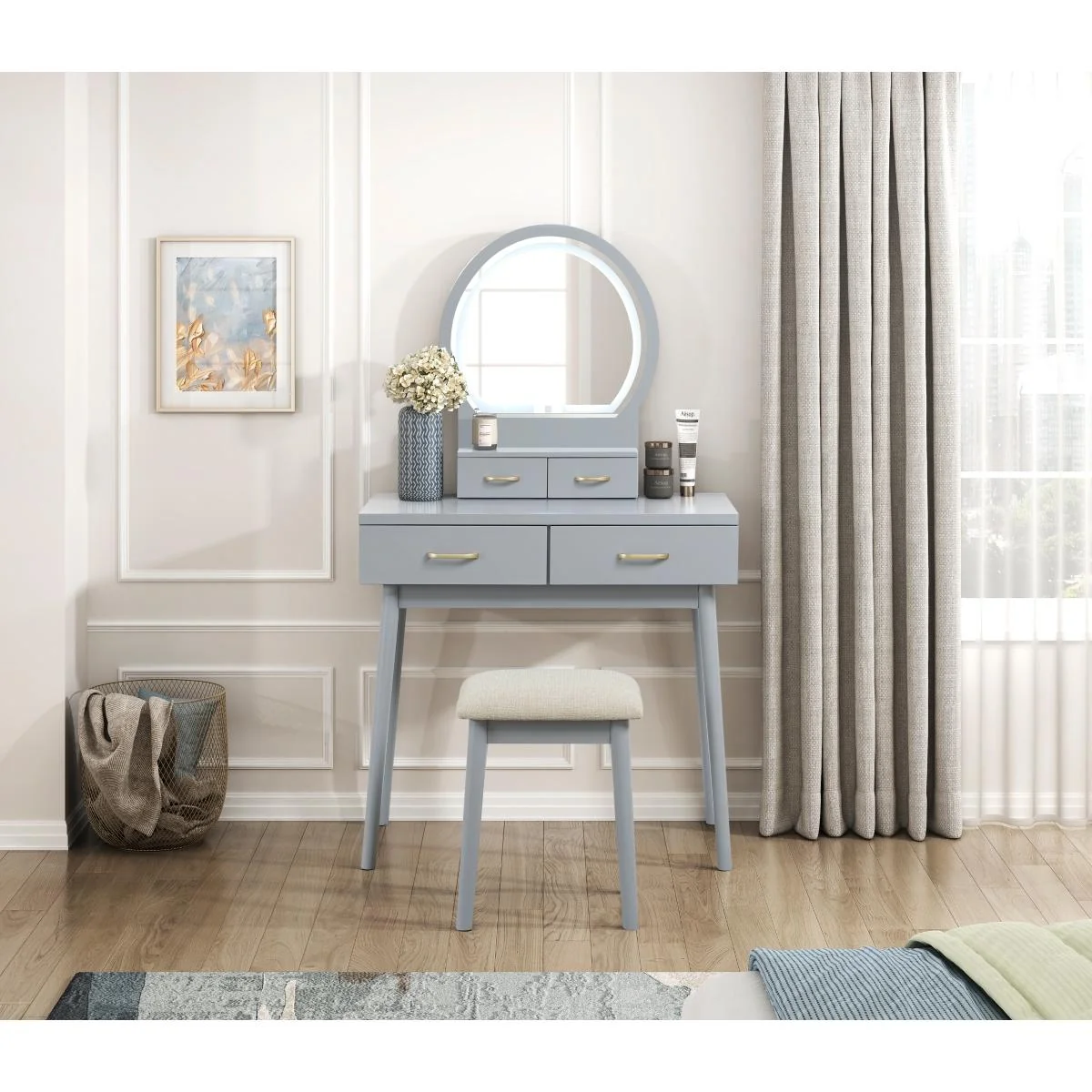 Camilla Vanity Dresser with Mirror and Stool - Image 19