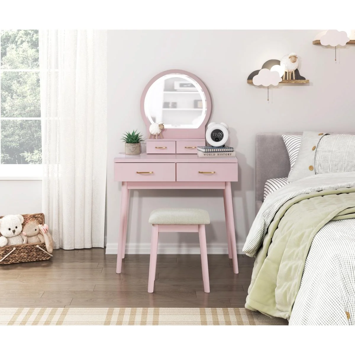 Camilla Vanity Dresser with Mirror and Stool - Image 25