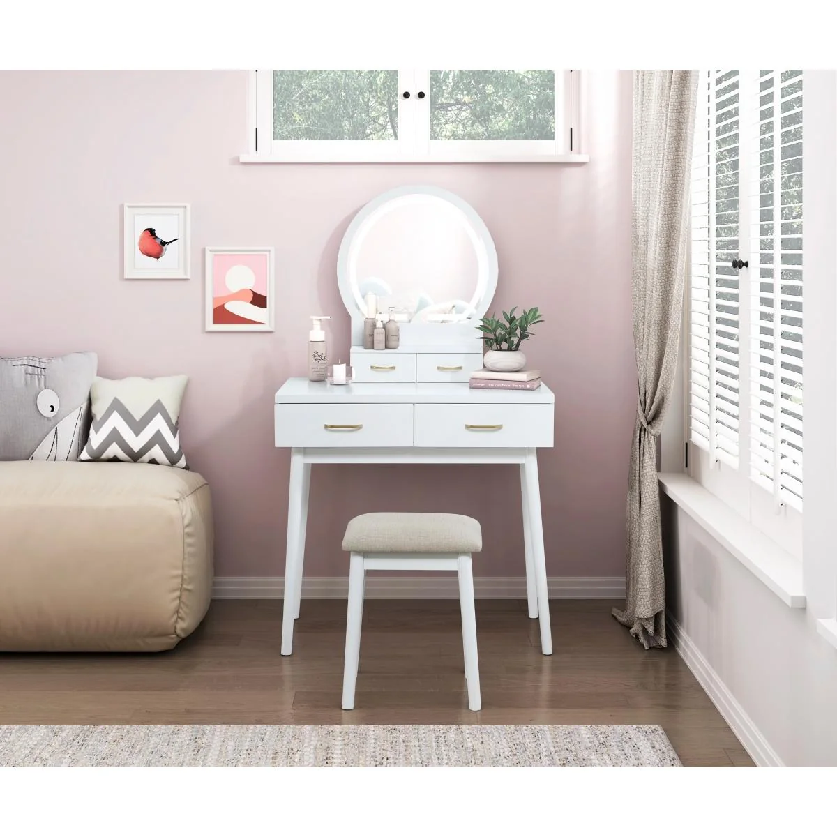 Camilla Vanity Dresser with Mirror and Stool - Image 5