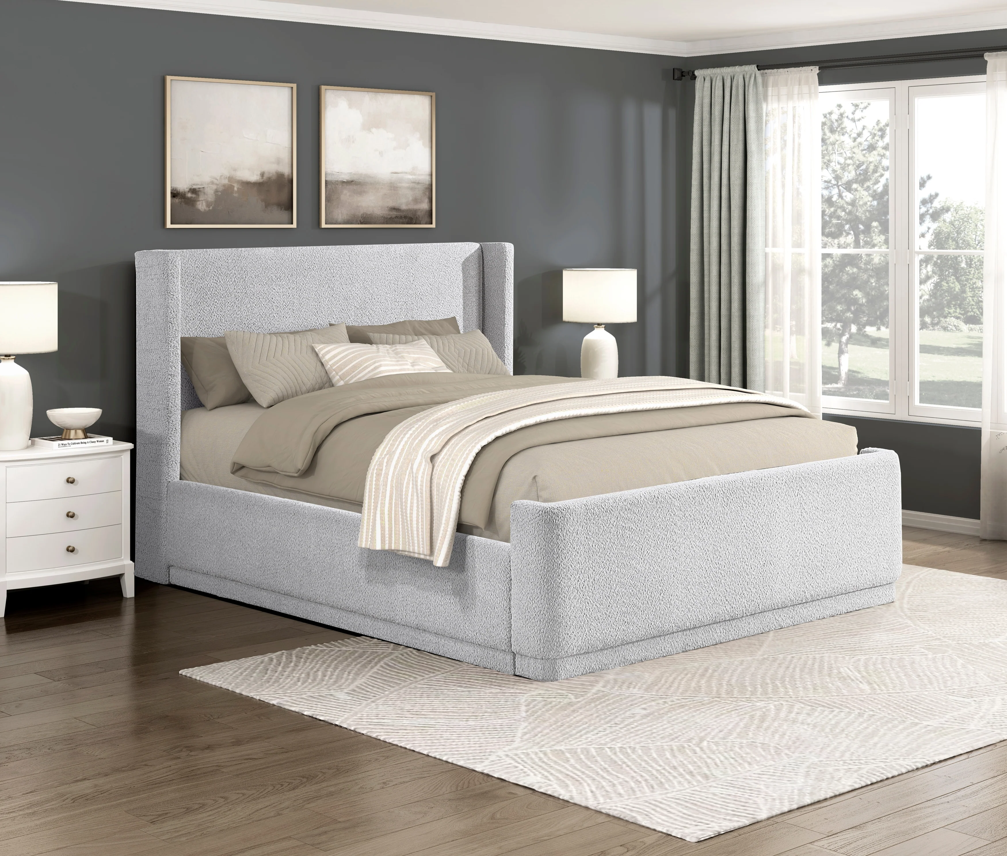Carmel Queen Platform Bed Light Gray - Image 3