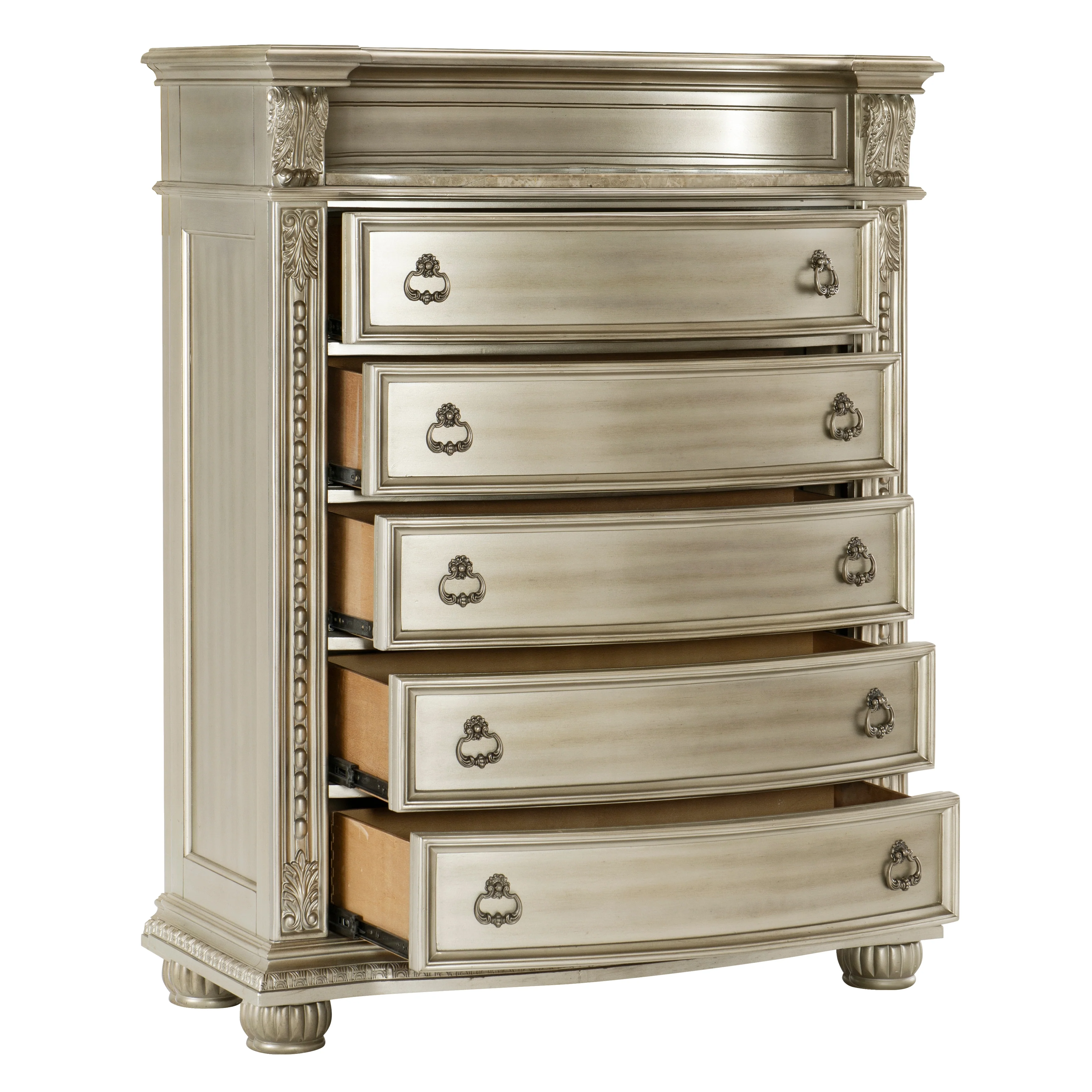 Cavalier 4 & 5 Piece Bed Set Cherry & Silver - Image 8