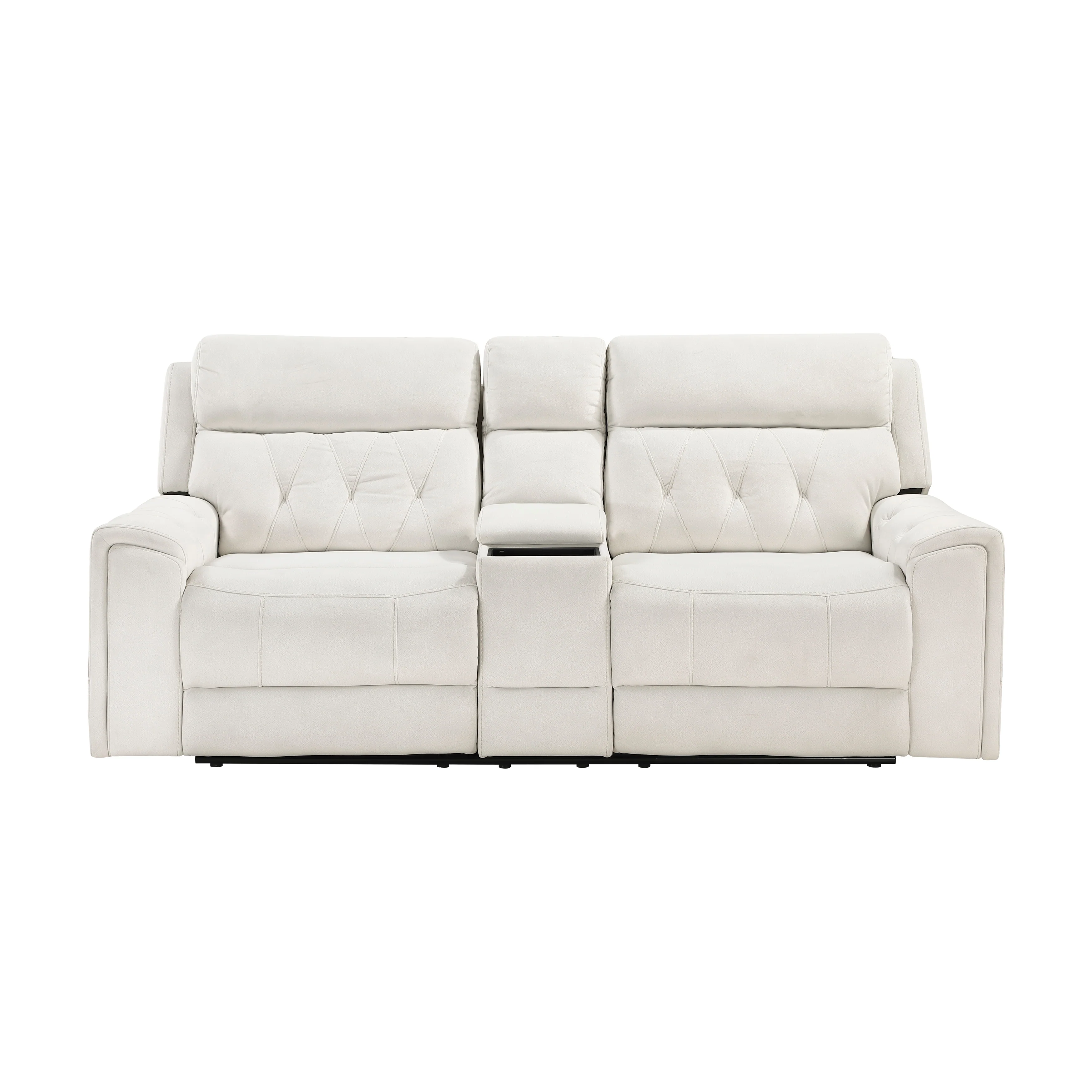 Celeste Power Double Reclining Love Seat With Center Console, Power Headrests, Hidden Arms Cup Holders, Charging Ports And Wireless Charger