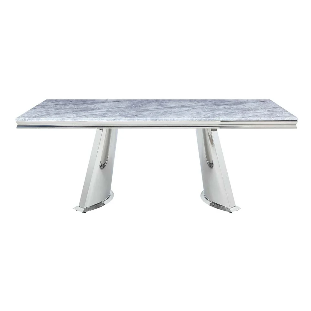 Dining Table w/Marble Top & Pedestal Base - Image 2