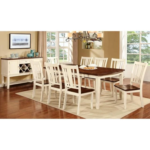 DOVER Vintage White/Cherry Dining Table w/ 18" Leaf - Image 2