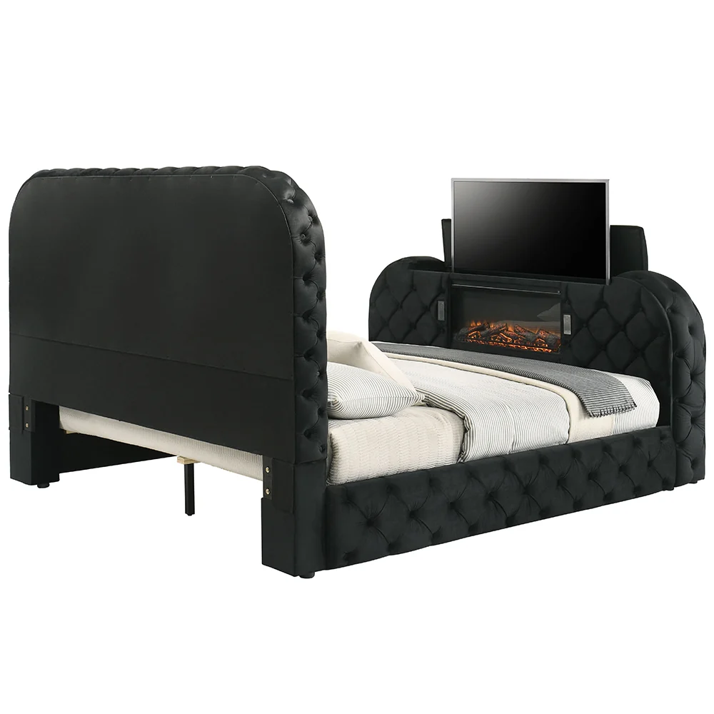 Eastern King Bed w/LED, Fireplace & TV Cabinet - Image 3