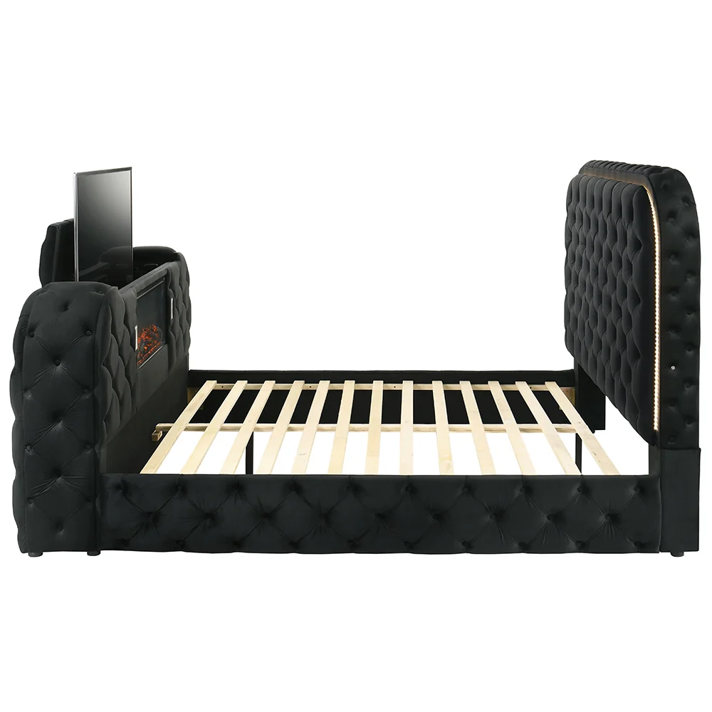 Eastern King Bed w/LED, Fireplace & TV Cabinet - Image 4