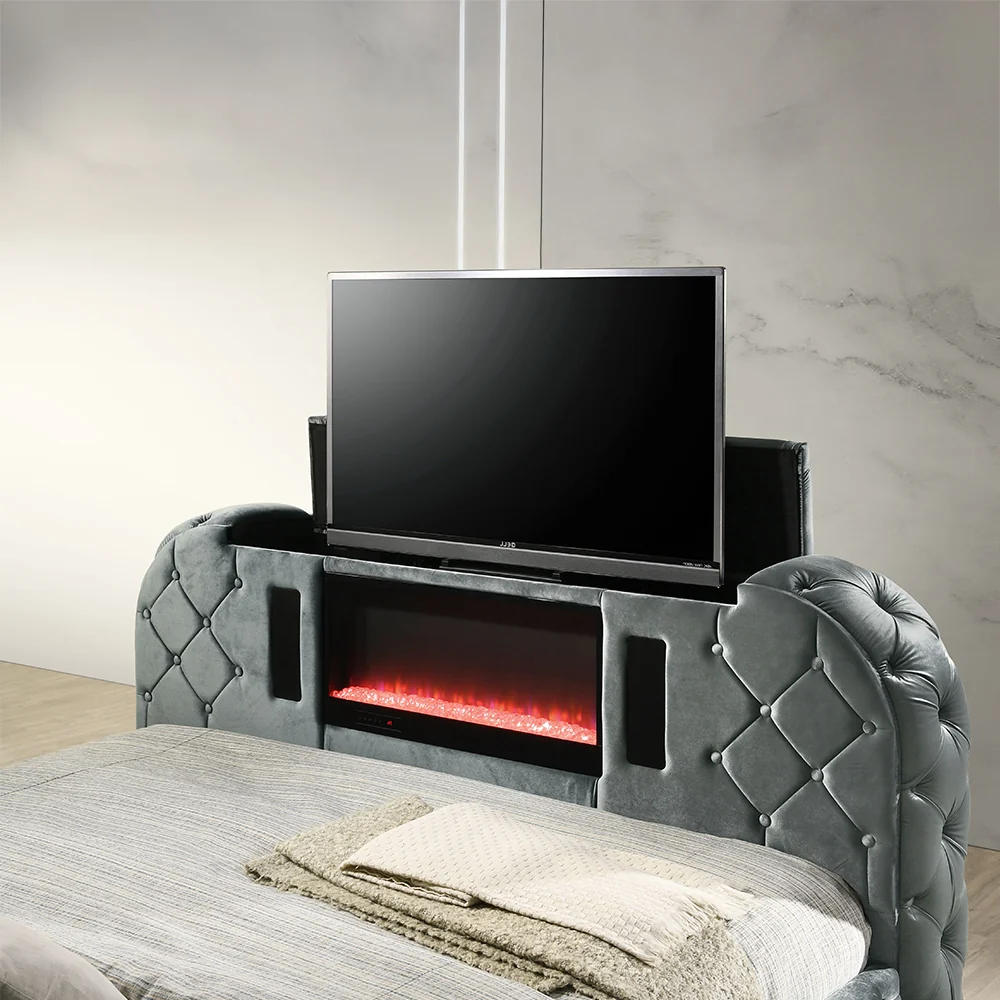 Eastern King Bed w/LED, Fireplace & TV Stand - Image 3