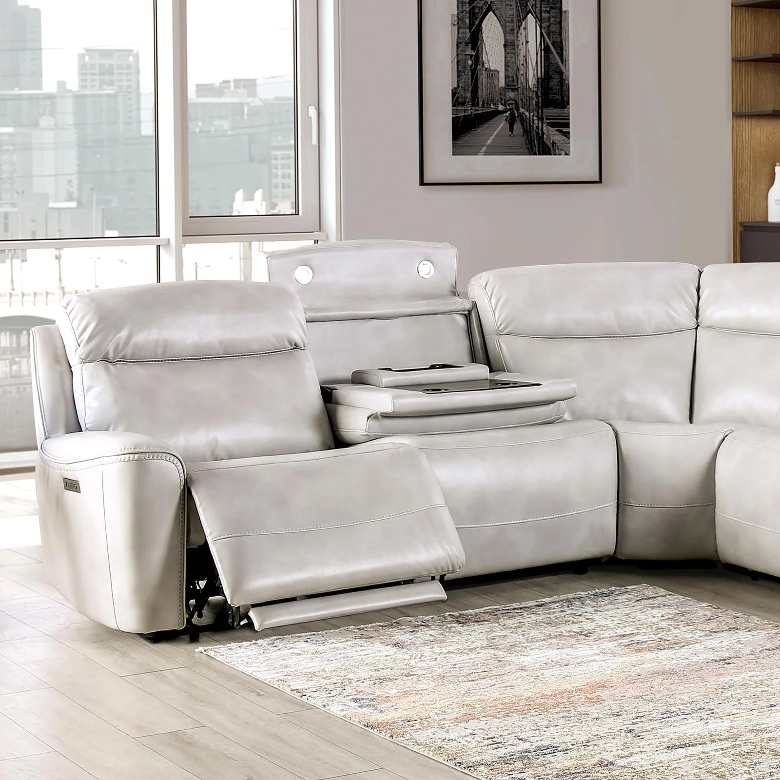 EDMONDUS Power Sectional, Light Taupe - Image 2