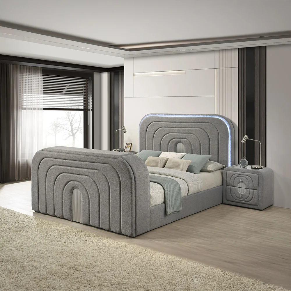 EK Bed w/Led, TV Stand, Fireplace & Bluetooth - Image 6