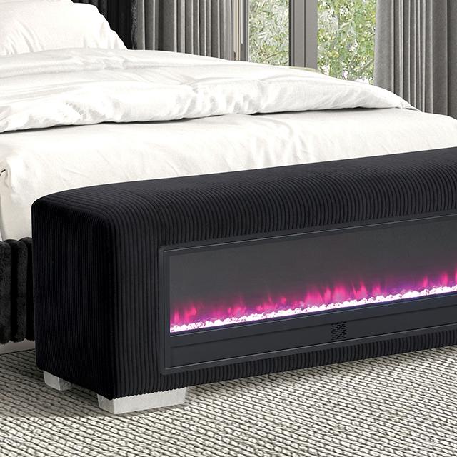 Elnath Bench w/ Visual Crystal Fireplace - Image 4