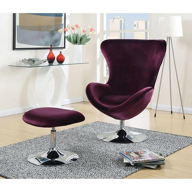 Eloise Purple Accent Chair w/ Ottoman - Image 2