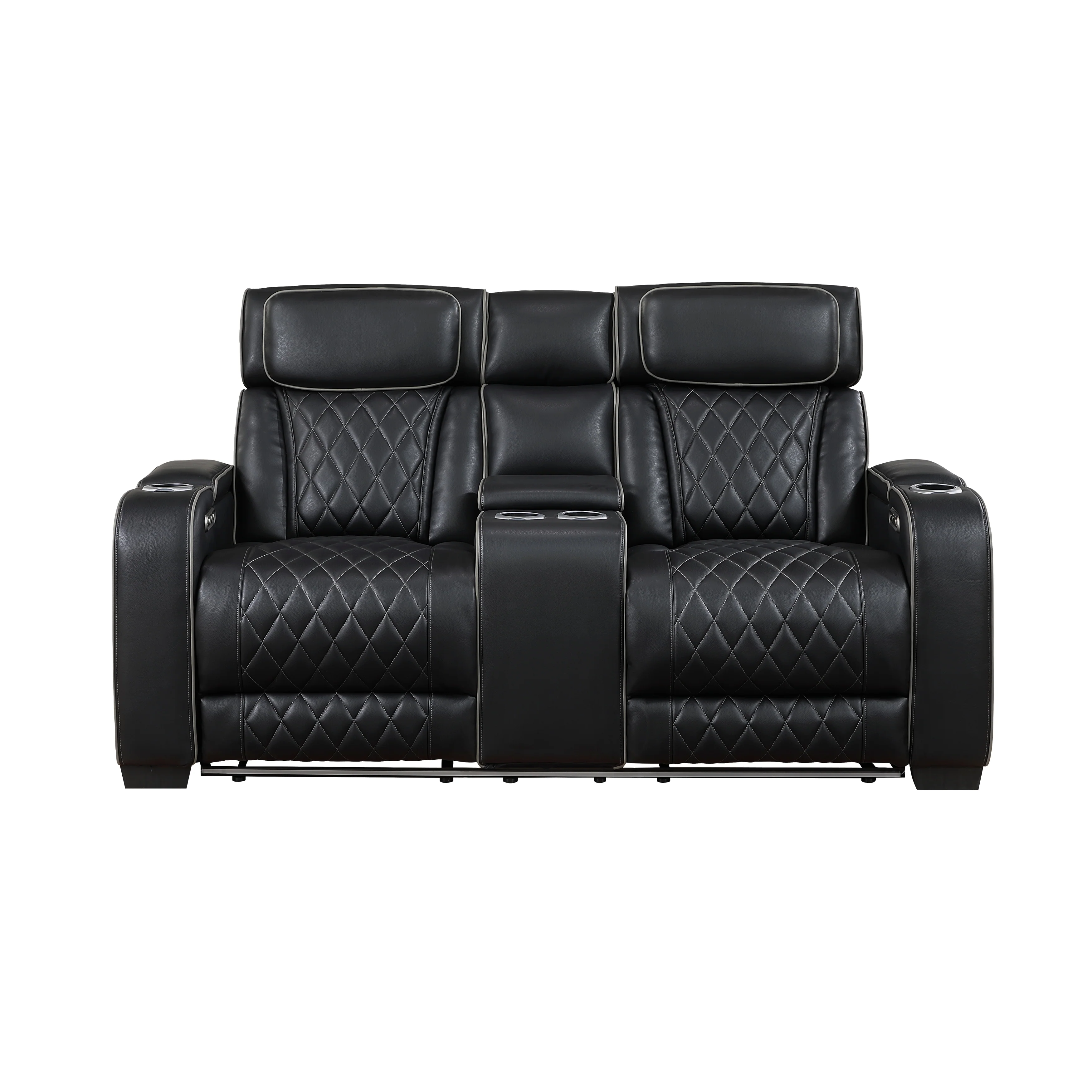 Fairway Power Double Reclining Love Seat With Center Console, Power Headrests, Storage Arms(top And Side), Cup Holders, Charging Ports And LED Lighting