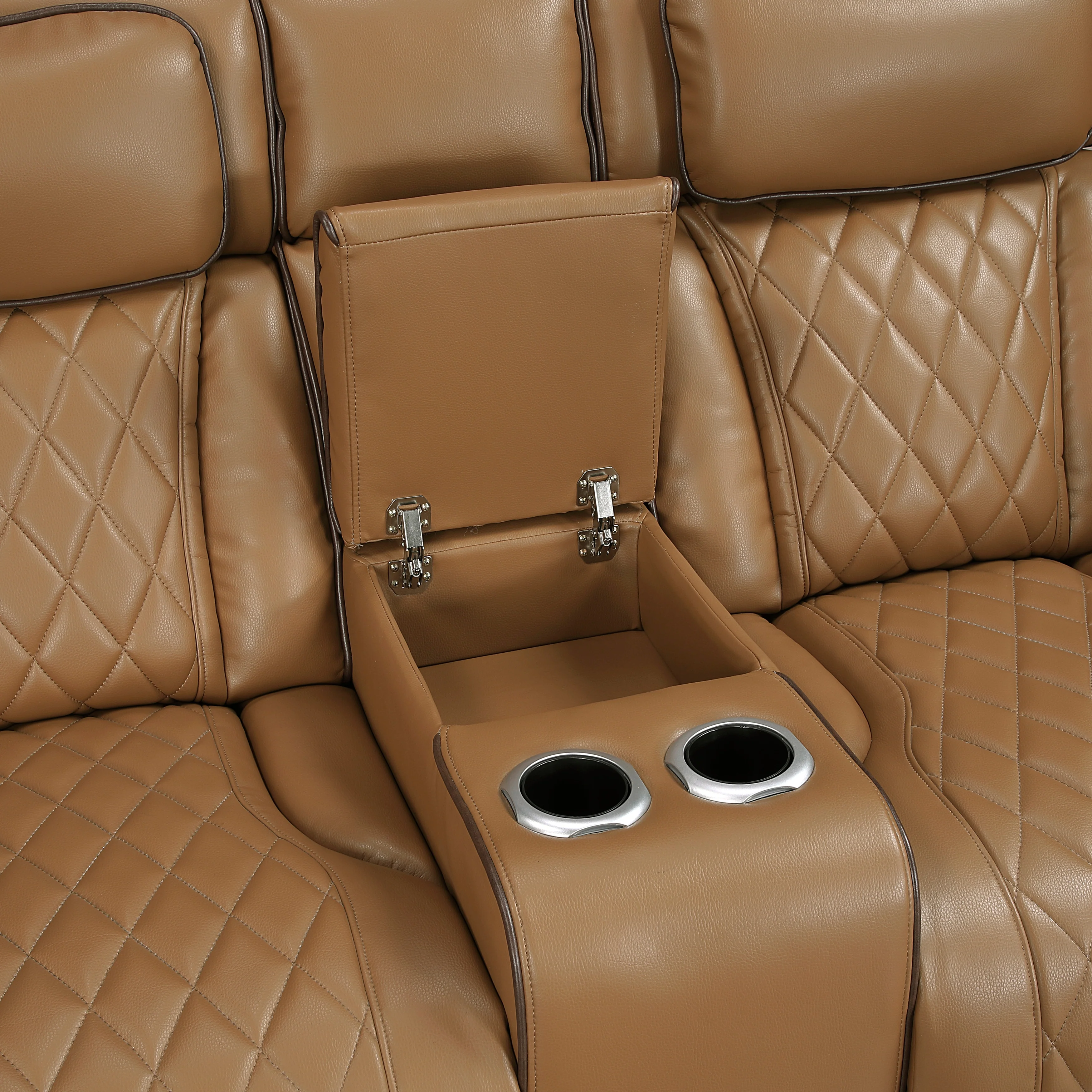 Fairway Power Double Reclining Love Seat With Center Console, Power Headrests, Storage Arms(top And Side), Cup Holders, Charging Ports And LED Lighting - Image 11