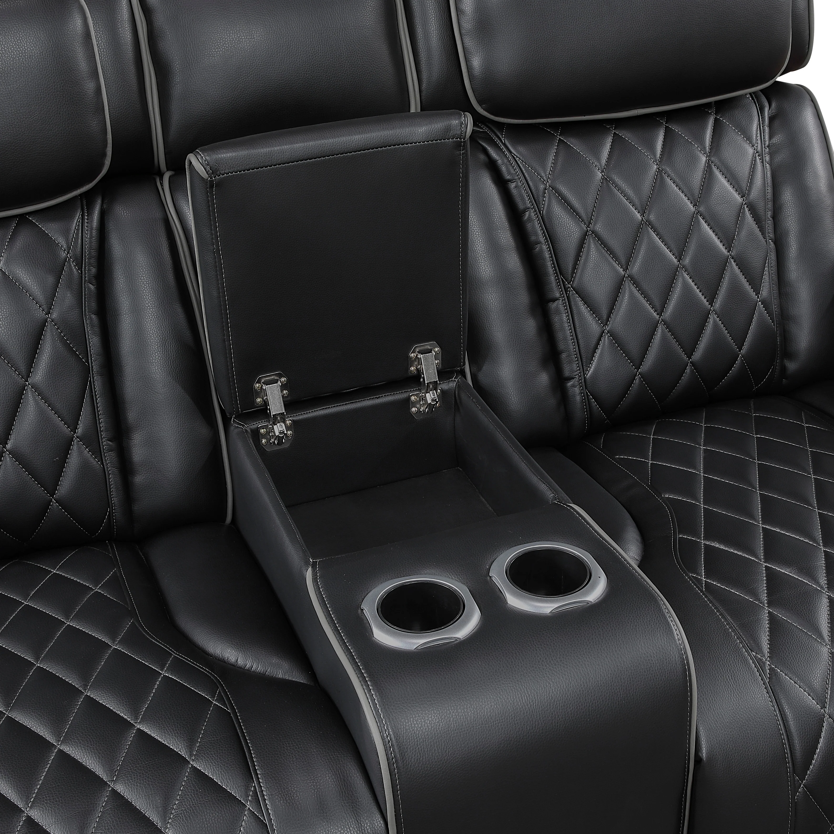 Fairway Power Double Reclining Love Seat With Center Console, Power Headrests, Storage Arms(top And Side), Cup Holders, Charging Ports And LED Lighting - Image 8