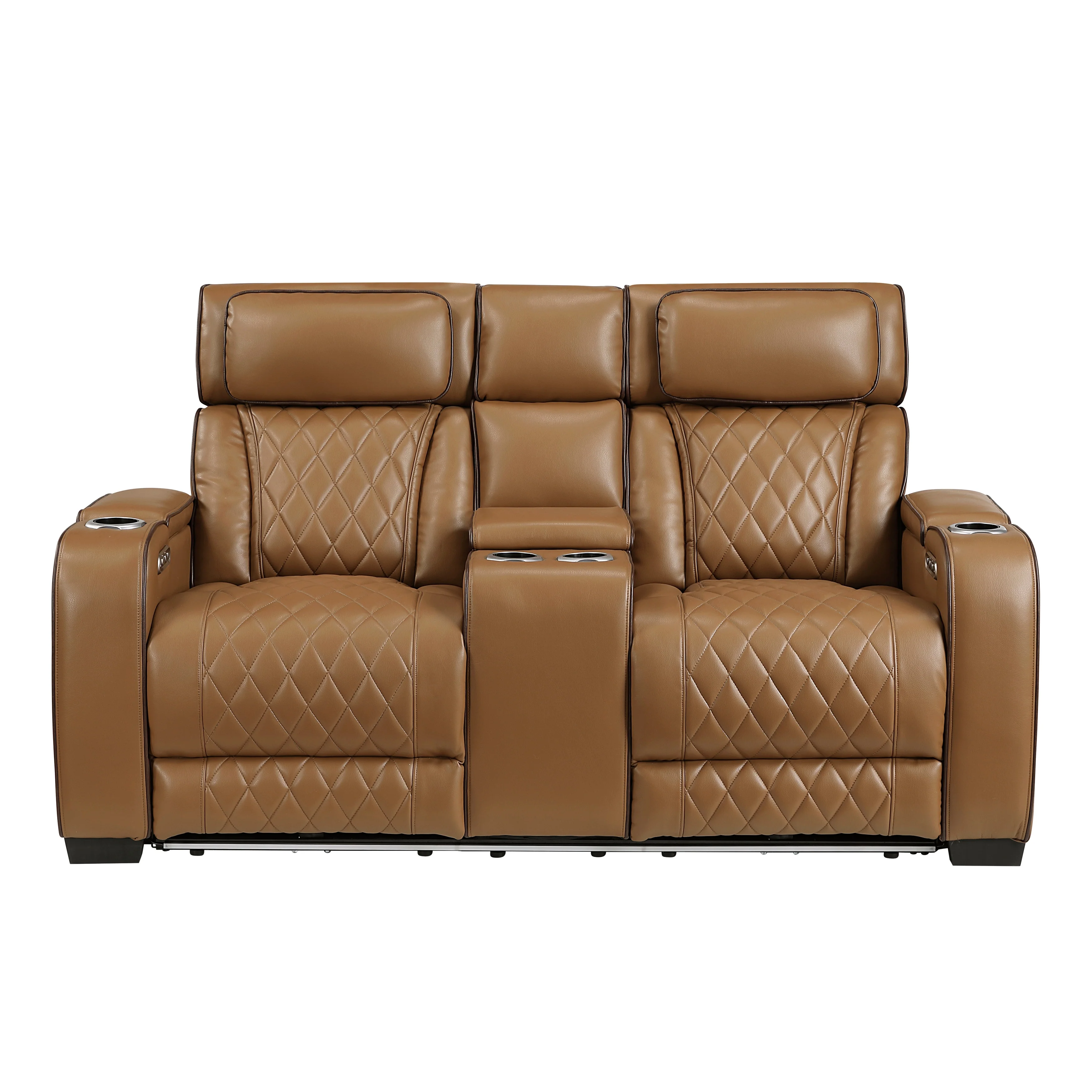 Fairway Power Double Reclining Love Seat With Center Console, Power Headrests, Storage Arms(top And Side), Cup Holders, Charging Ports And LED Lighting - Image 9