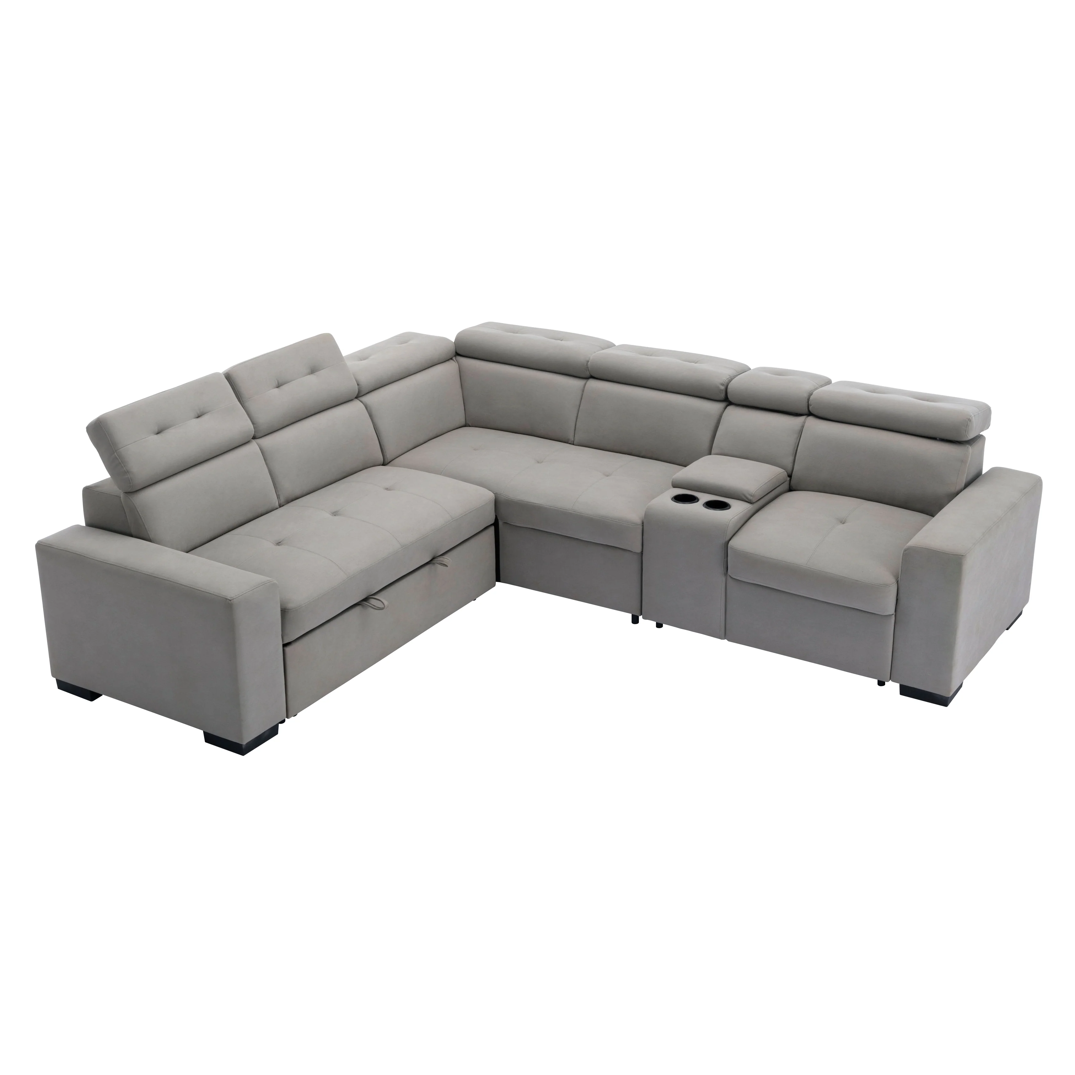 Farrah 3-piece Sectional With Adjustable Headrests, Pull-out Bed And Console - Image 4